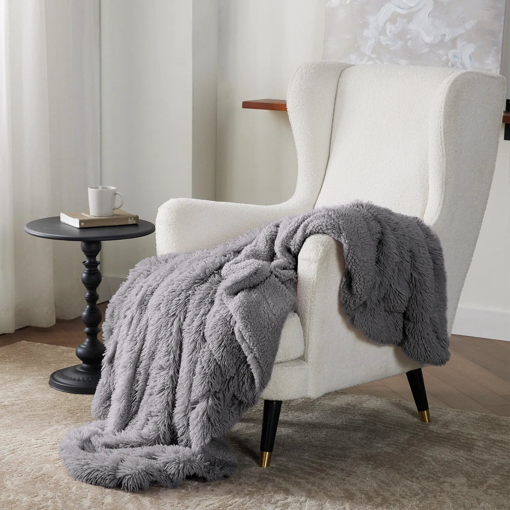 Fuzzy Faux Fur Throw Blanket
