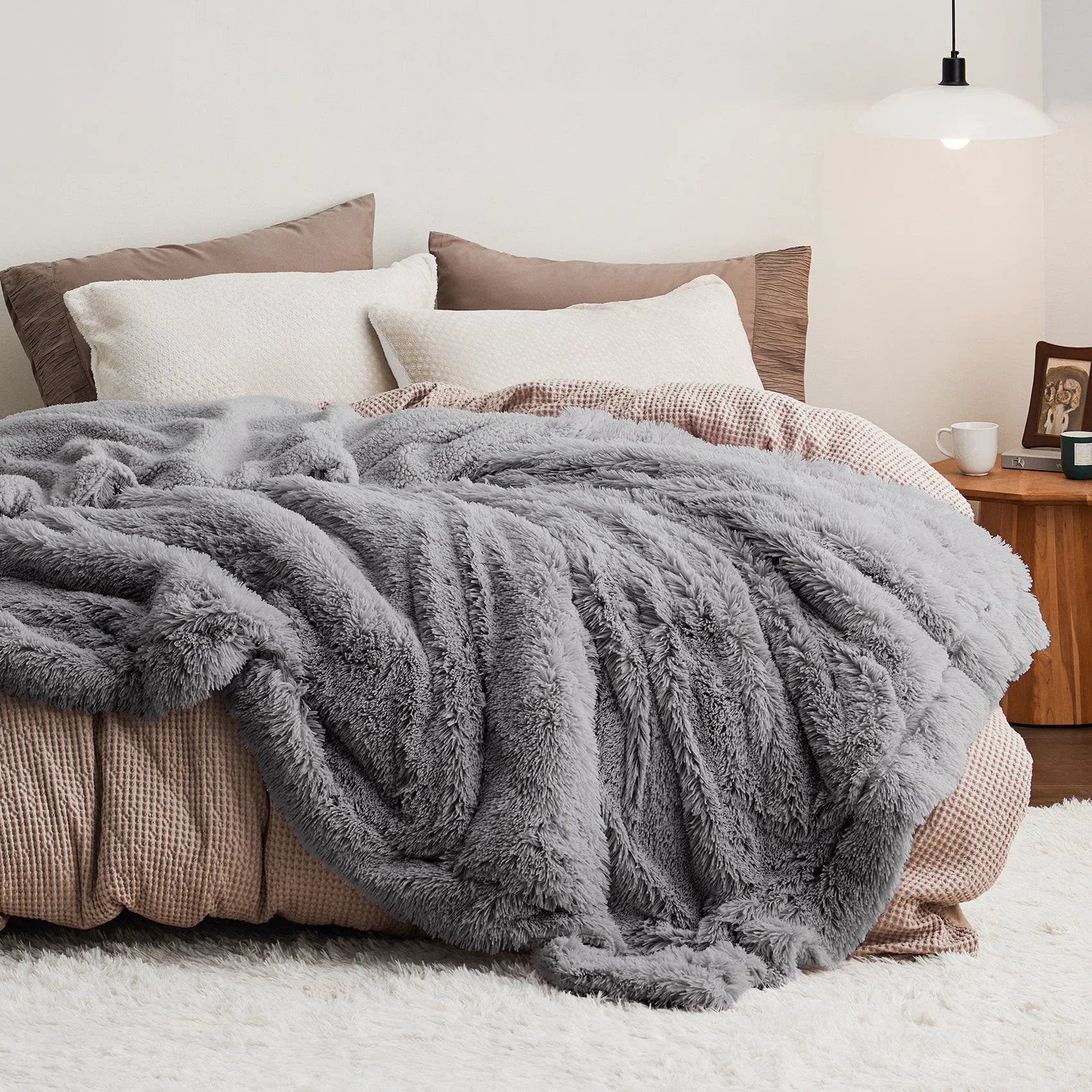 Fuzzy Faux Fur Throw Blanket