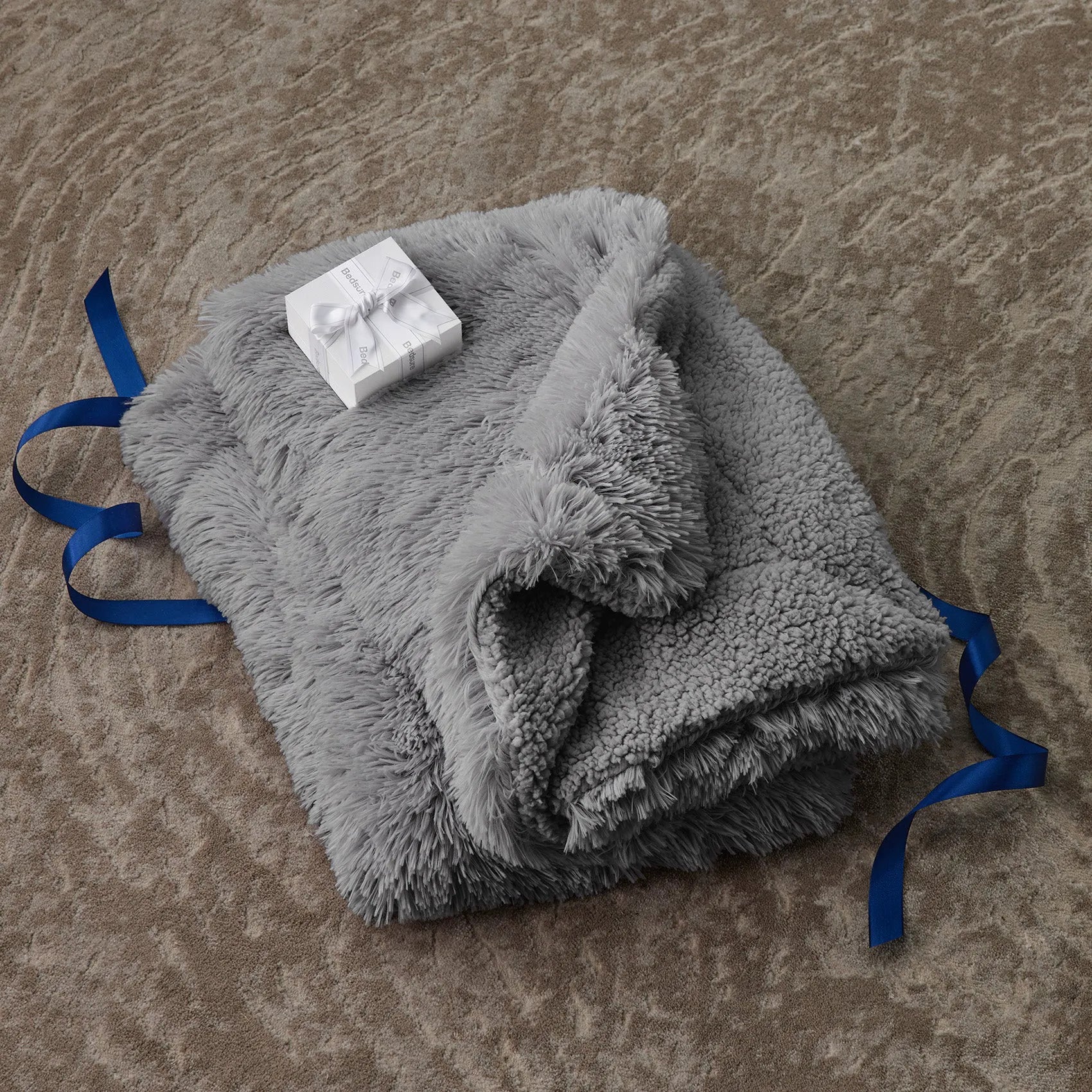 Fuzzy Faux Fur Throw Blanket