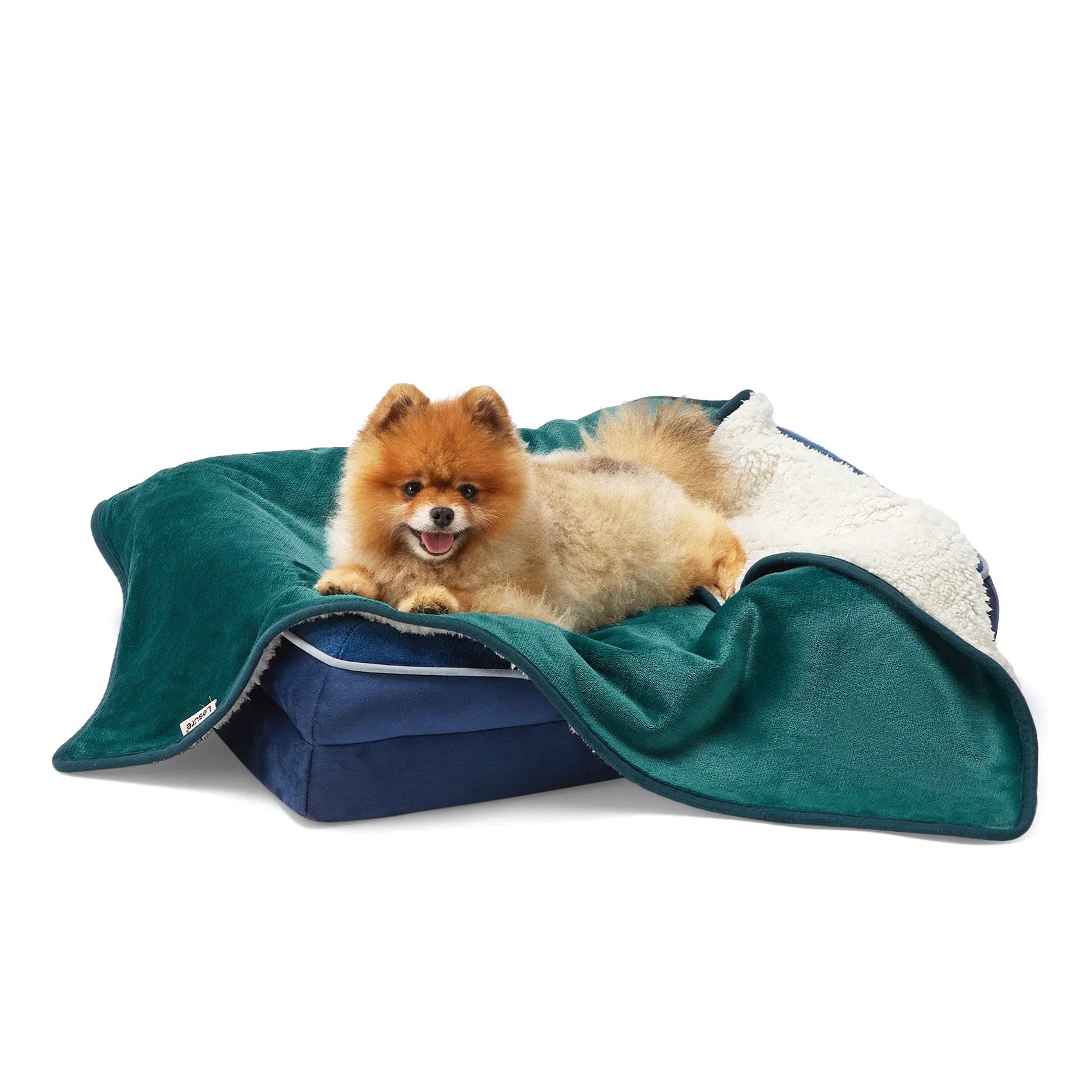 Reversible Sherpa & Microfiber Fleece Dog Blanket