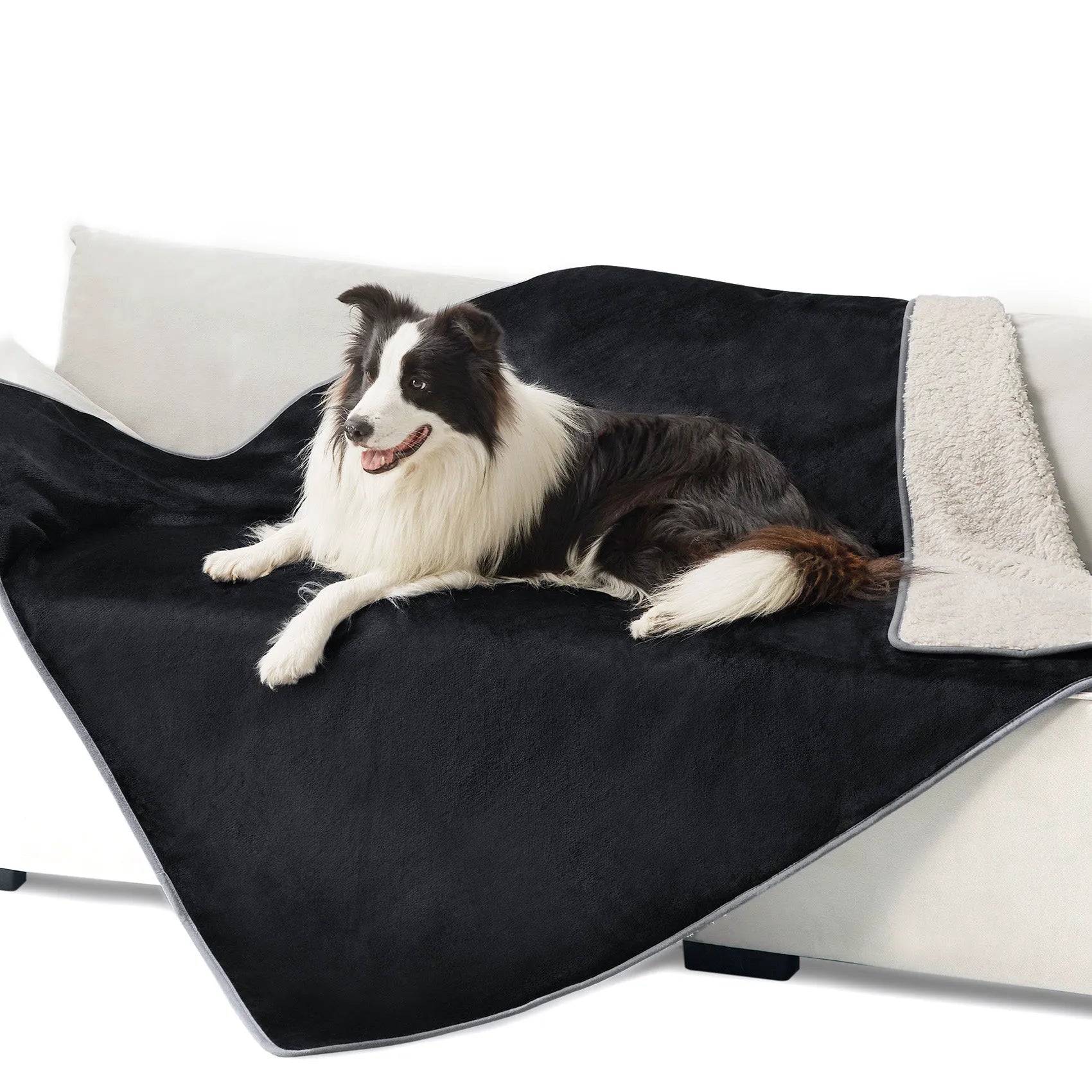 Reversible Sherpa & Microfiber Fleece Dog Blanket