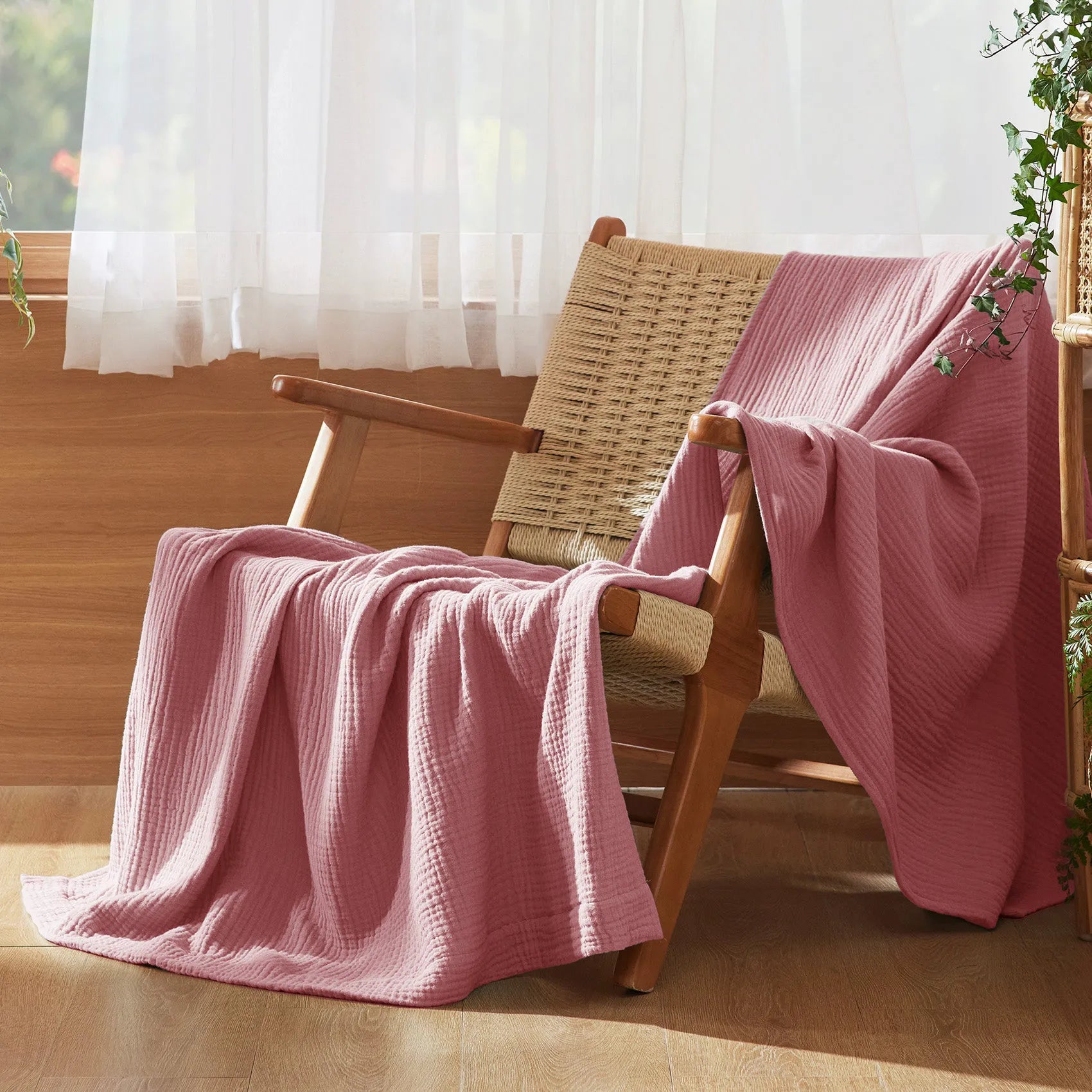 Spring Gauze Throw Blanket, 100% Cotton