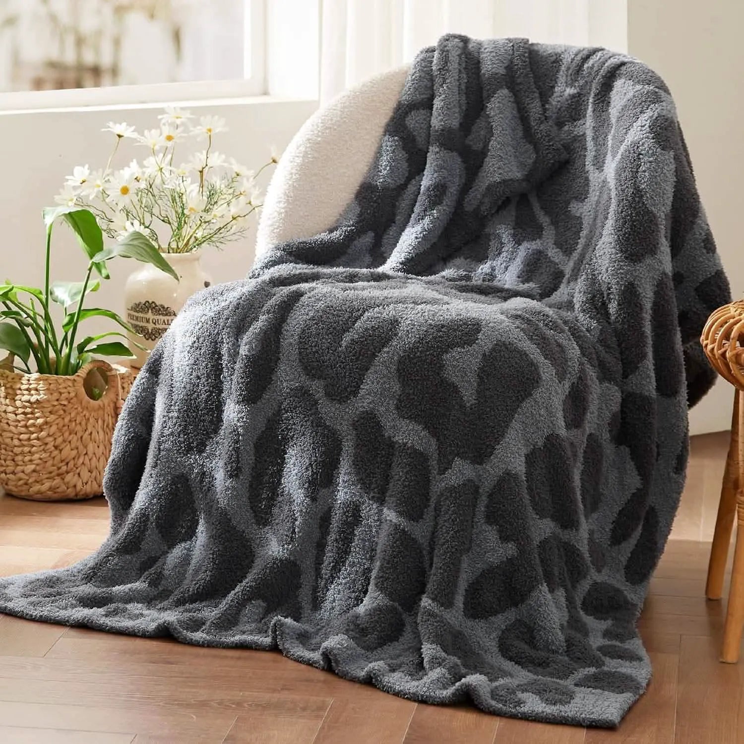 Feather Yarn Throw Blanket