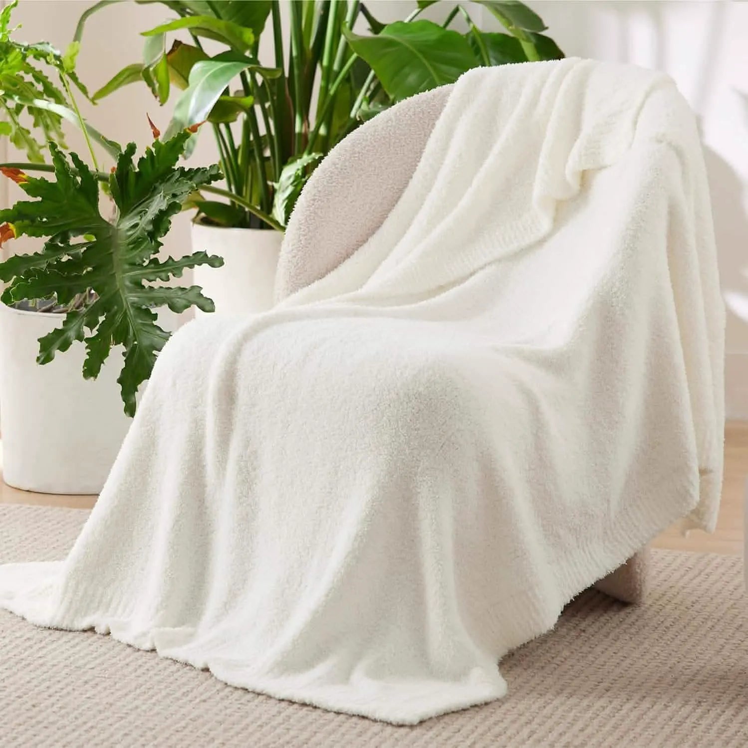 Feather Yarn Throw Blanket