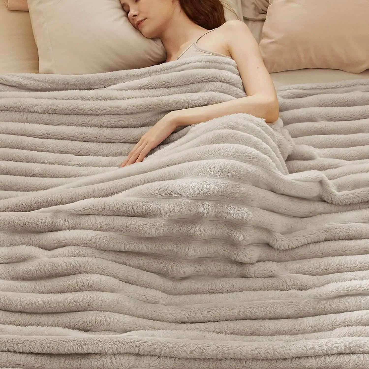 Luxplush Striped Throw Blanket