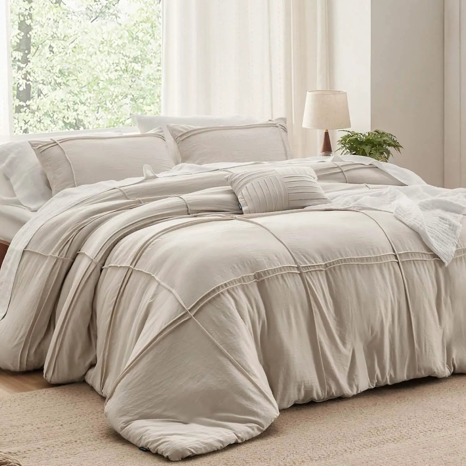Striped Tufted Embroidered Duvet Cover Set