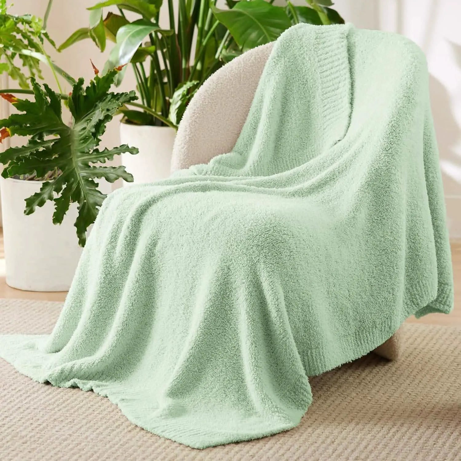 Feather Yarn Throw Blanket