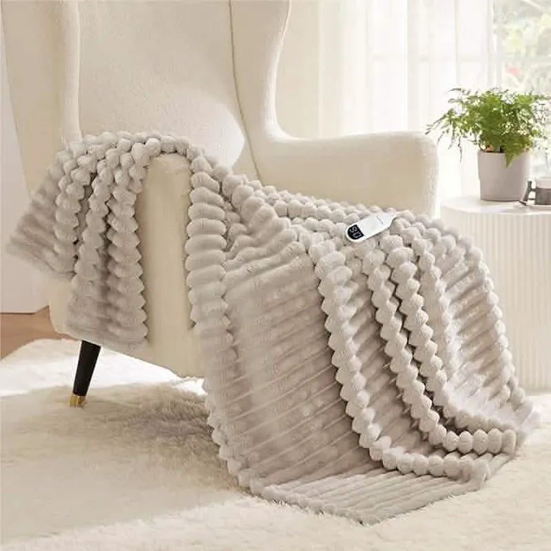 Heated Striped Flannel Blanket