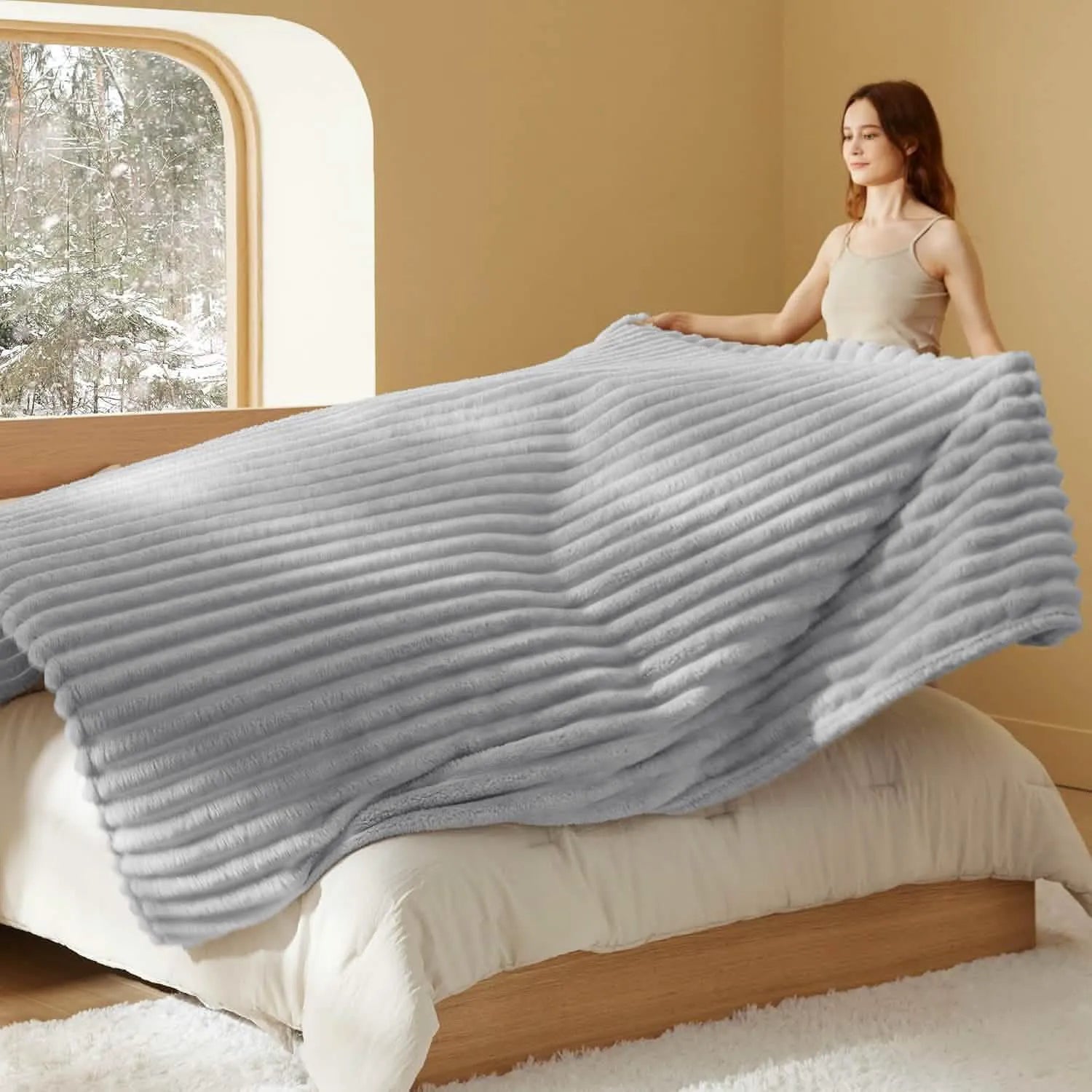 Luxplush Striped Throw Blanket