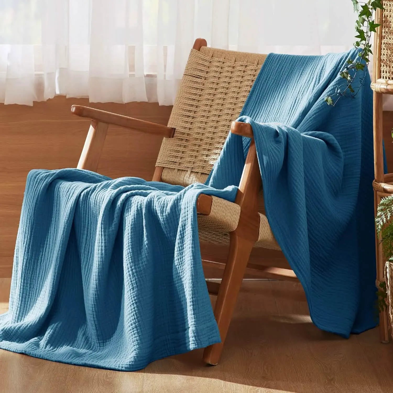 Spring Gauze Throw Blanket, 100% Cotton
