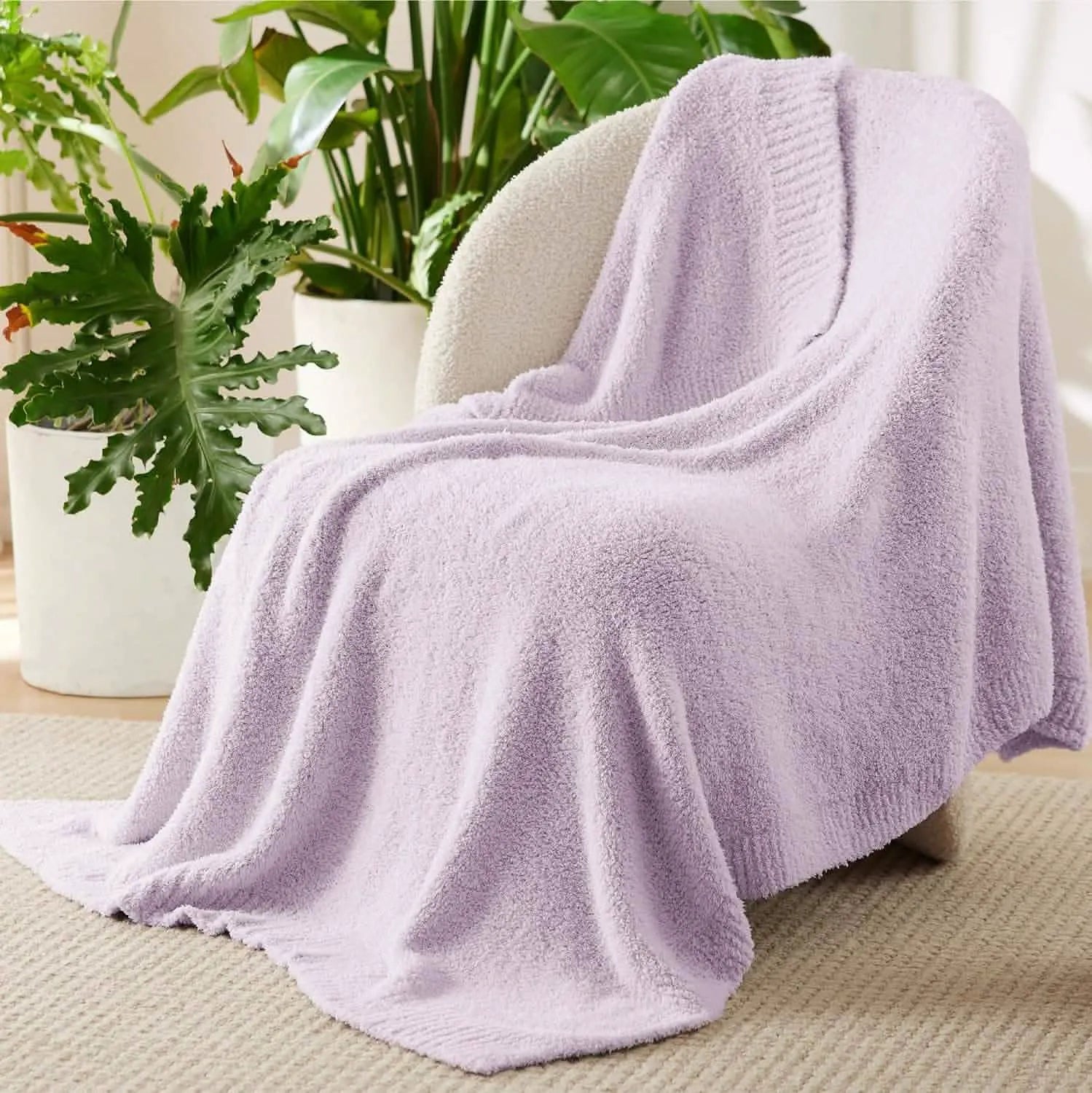 Feather Yarn Throw Blanket