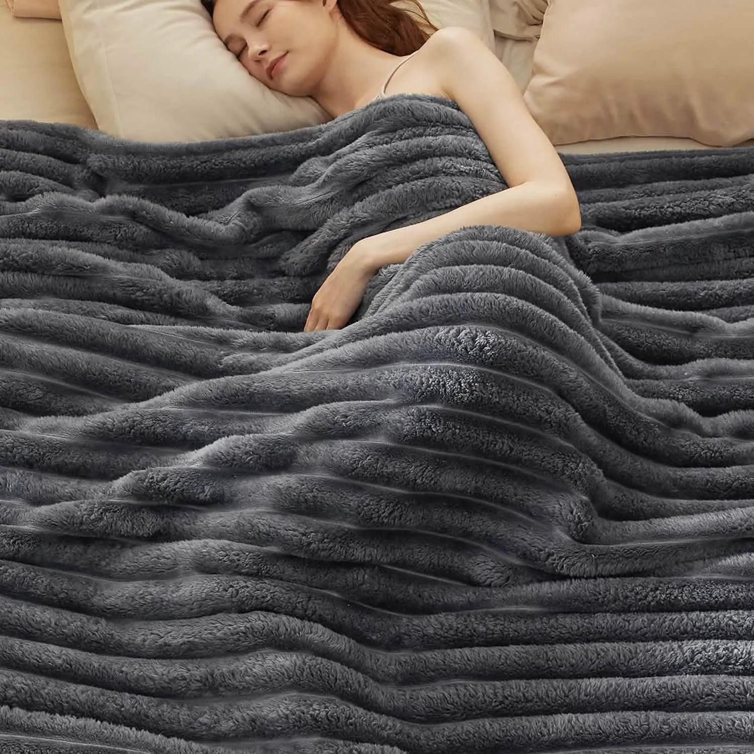 Luxplush Striped Throw Blanket