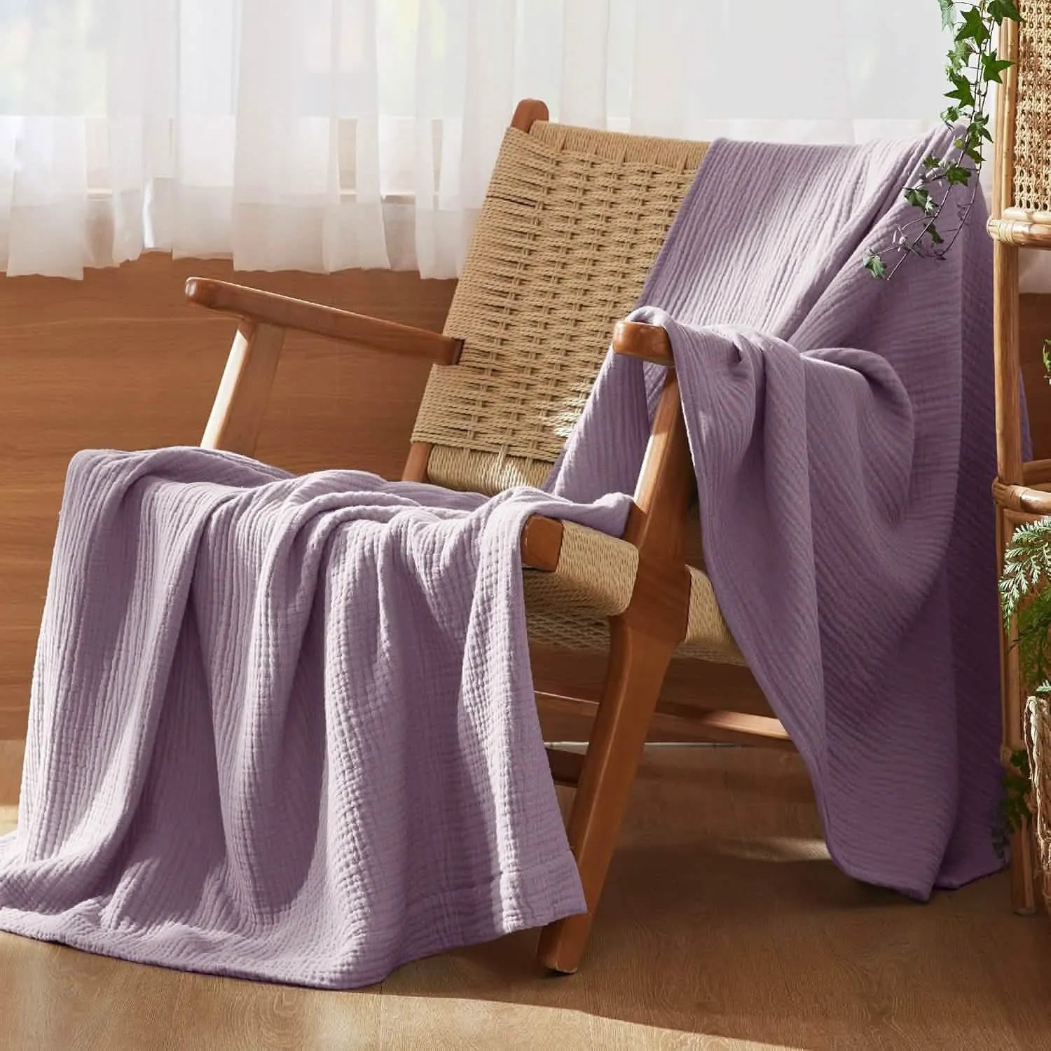 Spring Gauze Throw Blanket, 100% Cotton