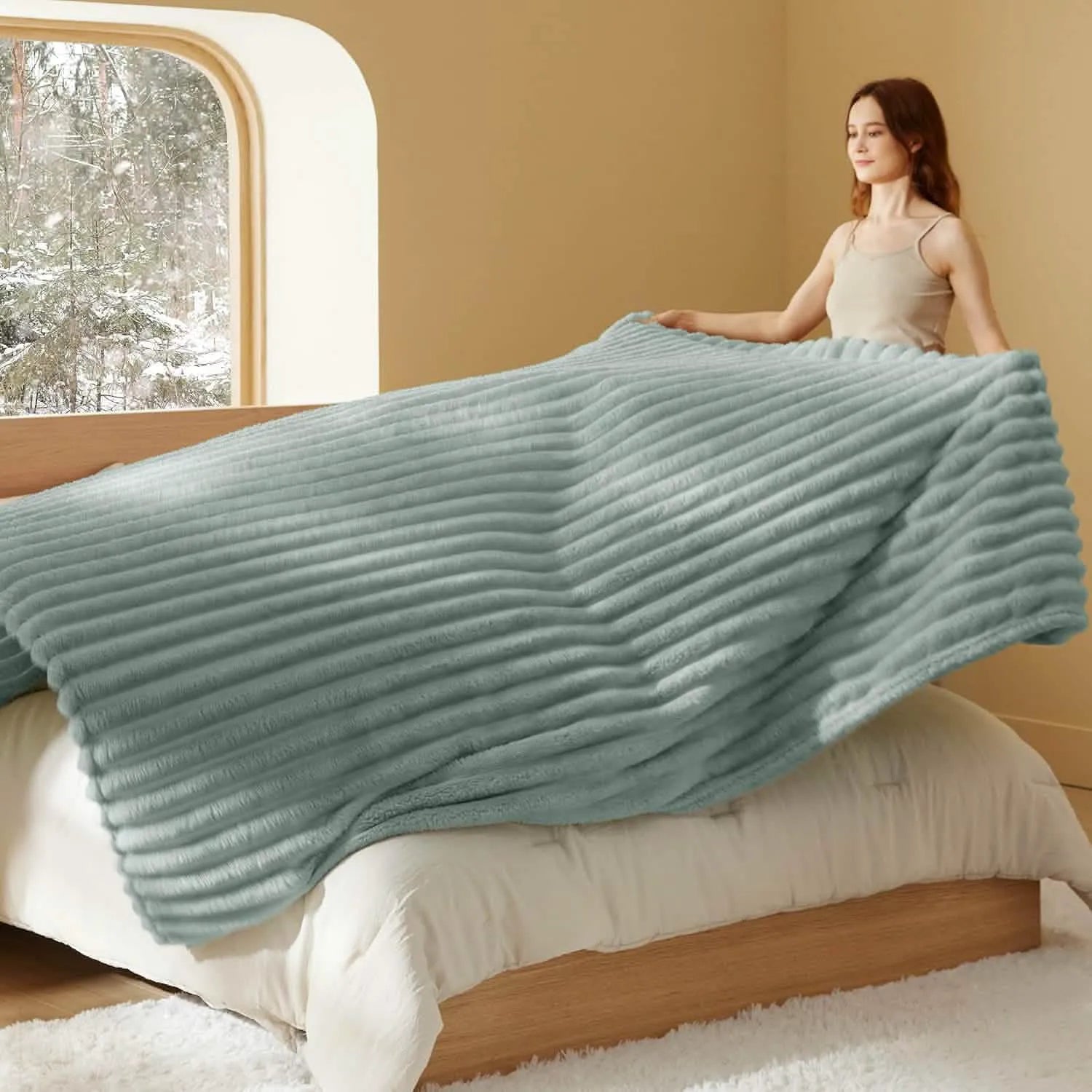 Luxplush Striped Throw Blanket