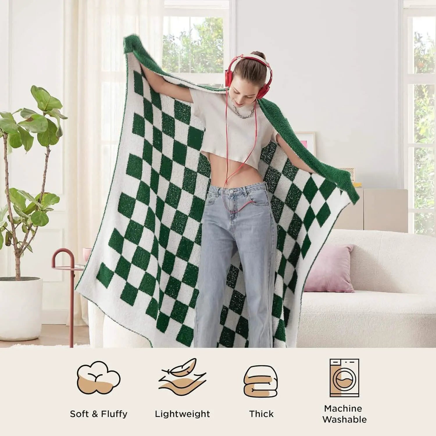 Ultra-Soft Reversible Checkered Blanket