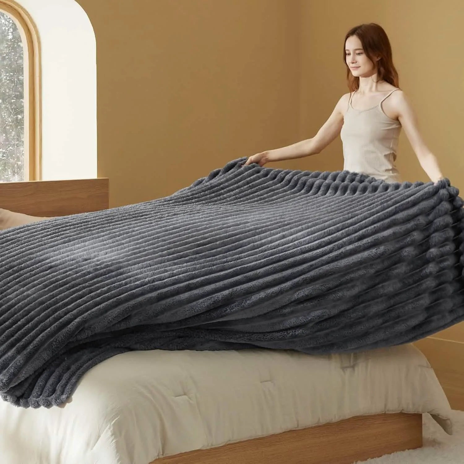 Luxplush Striped Throw Blanket