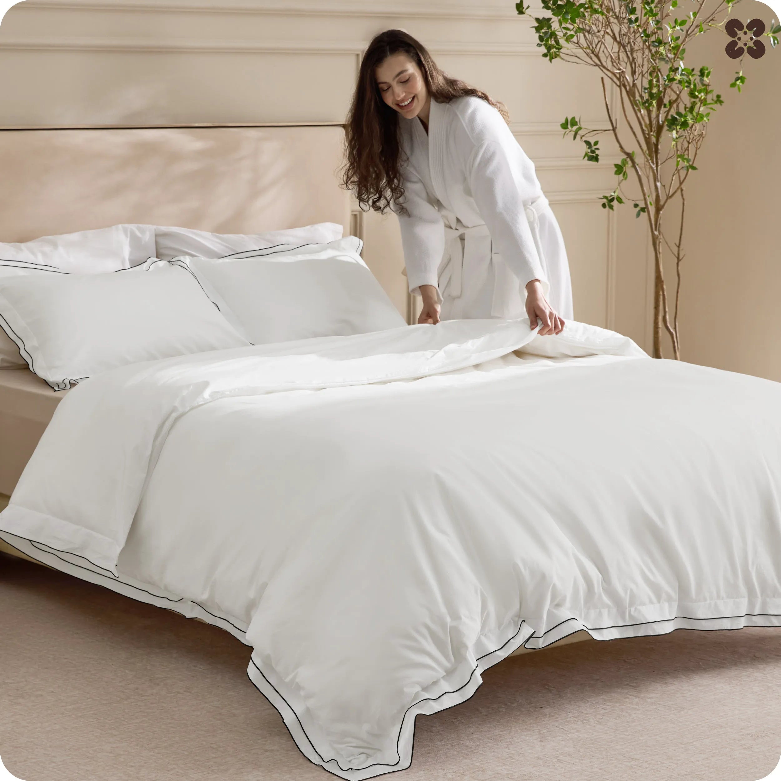 PureWoven™ Cotton Embroidered Hotel Duvet Cover Set