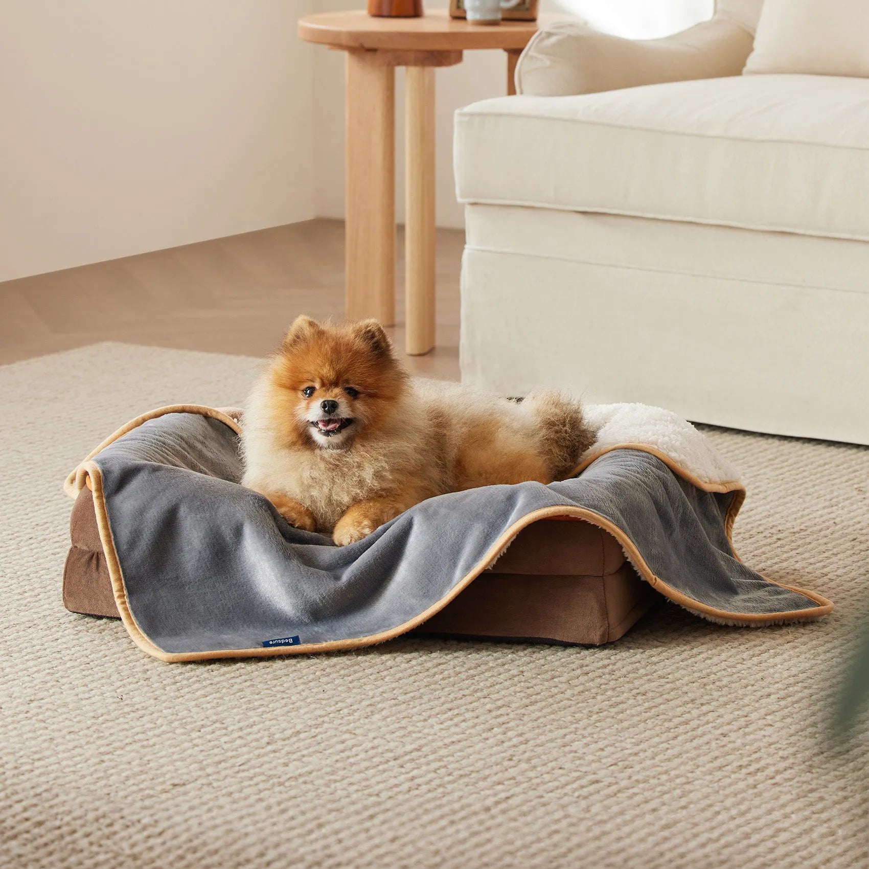 Reversible Sherpa & Microfiber Fleece Dog Blanket