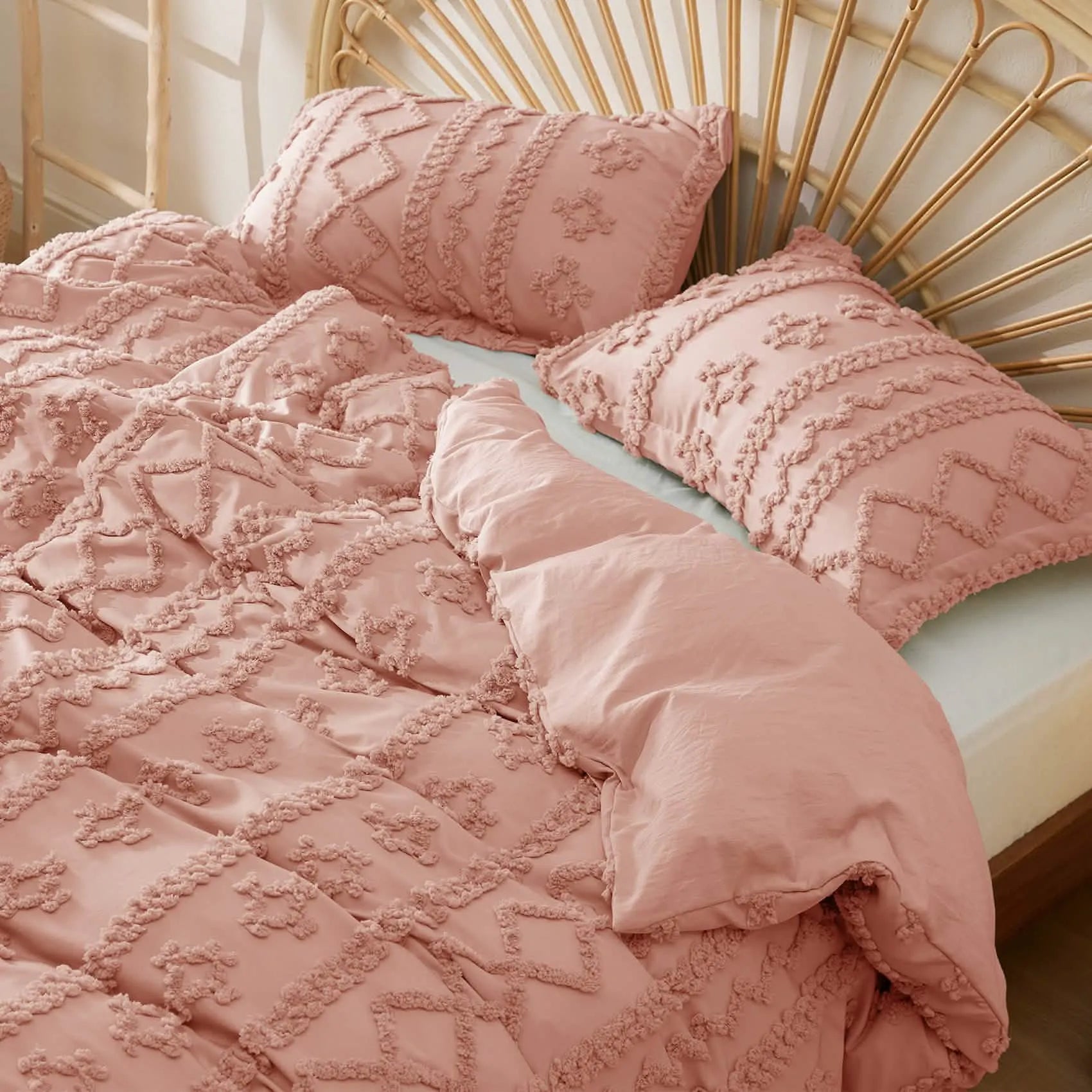 Boho Tufted Embroidery Duvet Cover Set