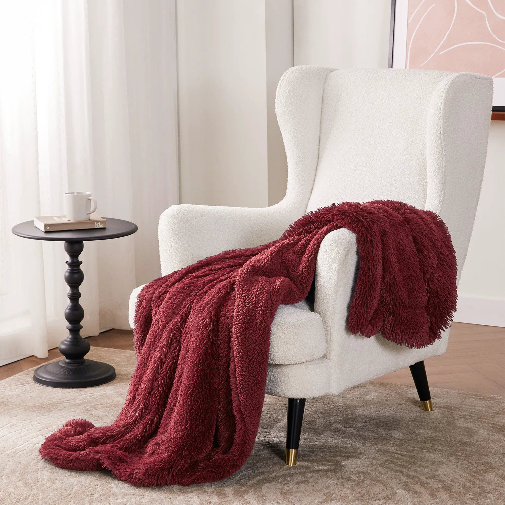 Fuzzy Faux Fur Throw Blanket