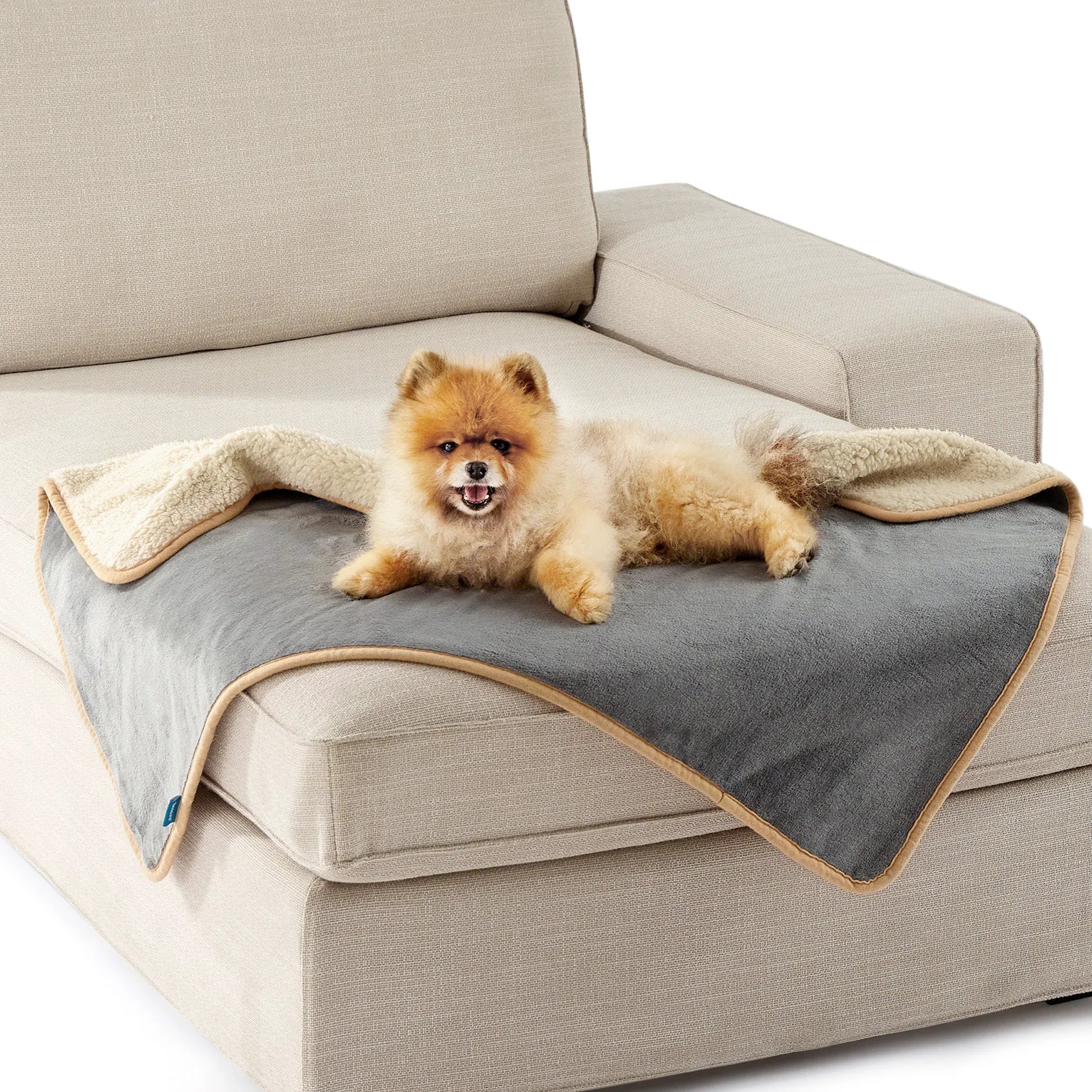 Reversible Sherpa & Microfiber Fleece Dog Blanket