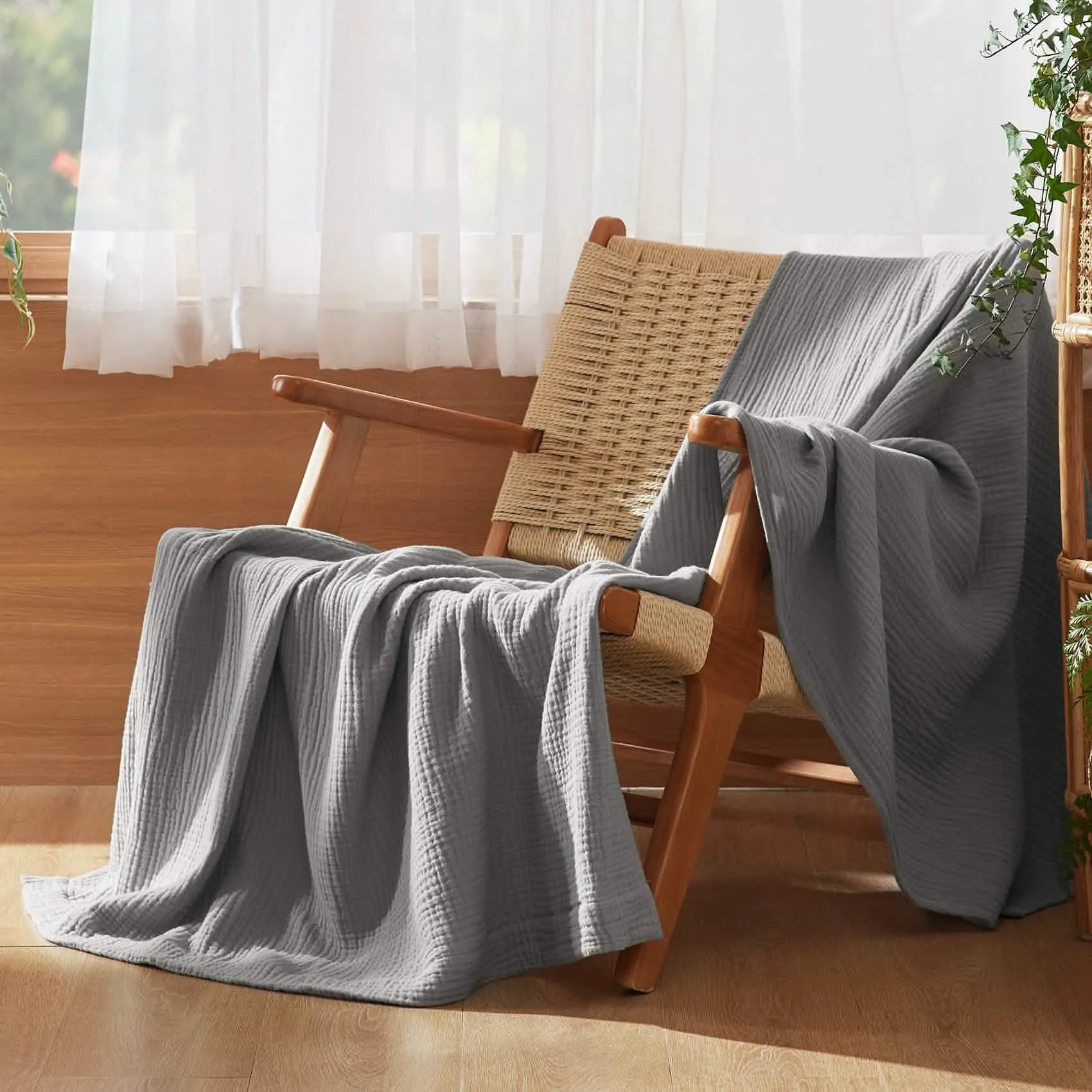 Spring Gauze Throw Blanket, 100% Cotton