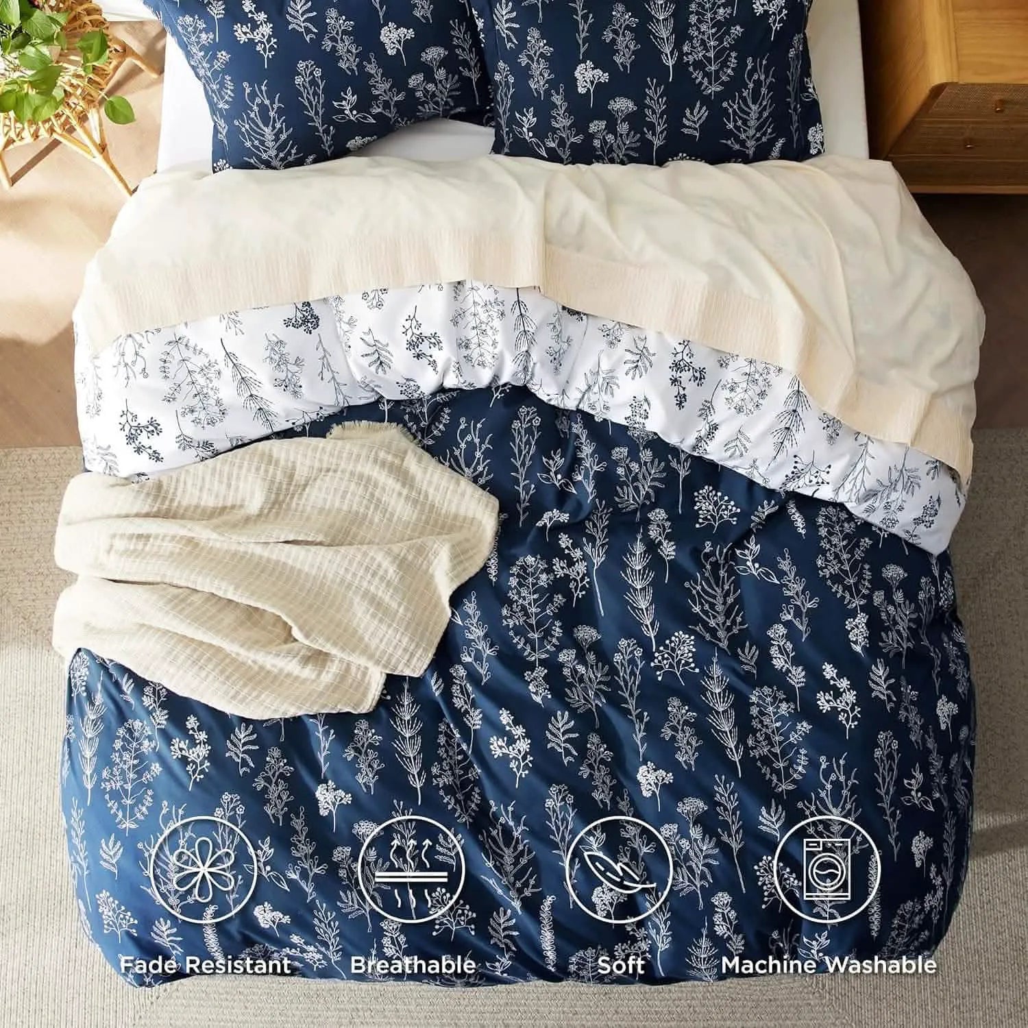 Reversible Floral Duvet Cover Set