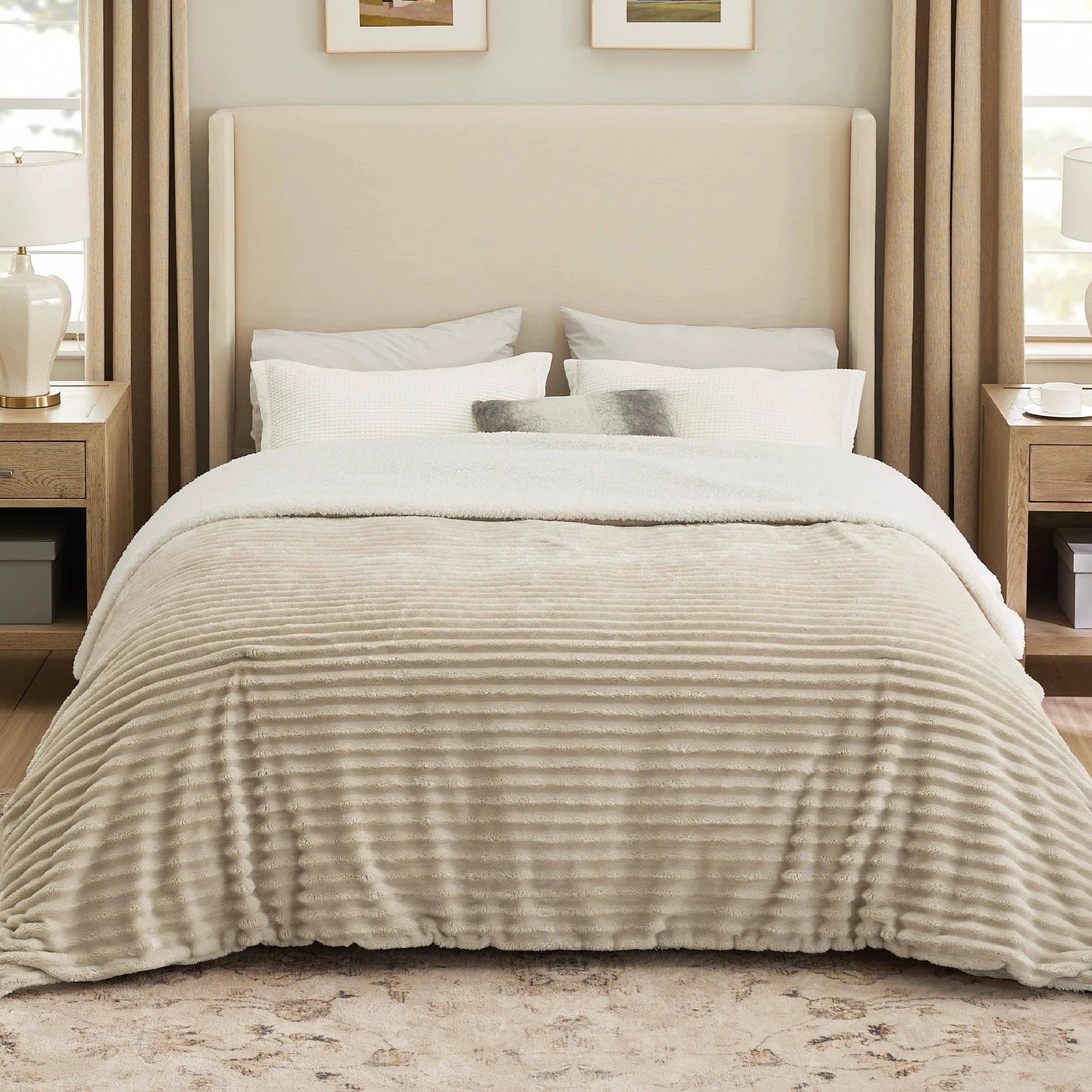 Jacquard Striped Shaggy Sherpa Blanket