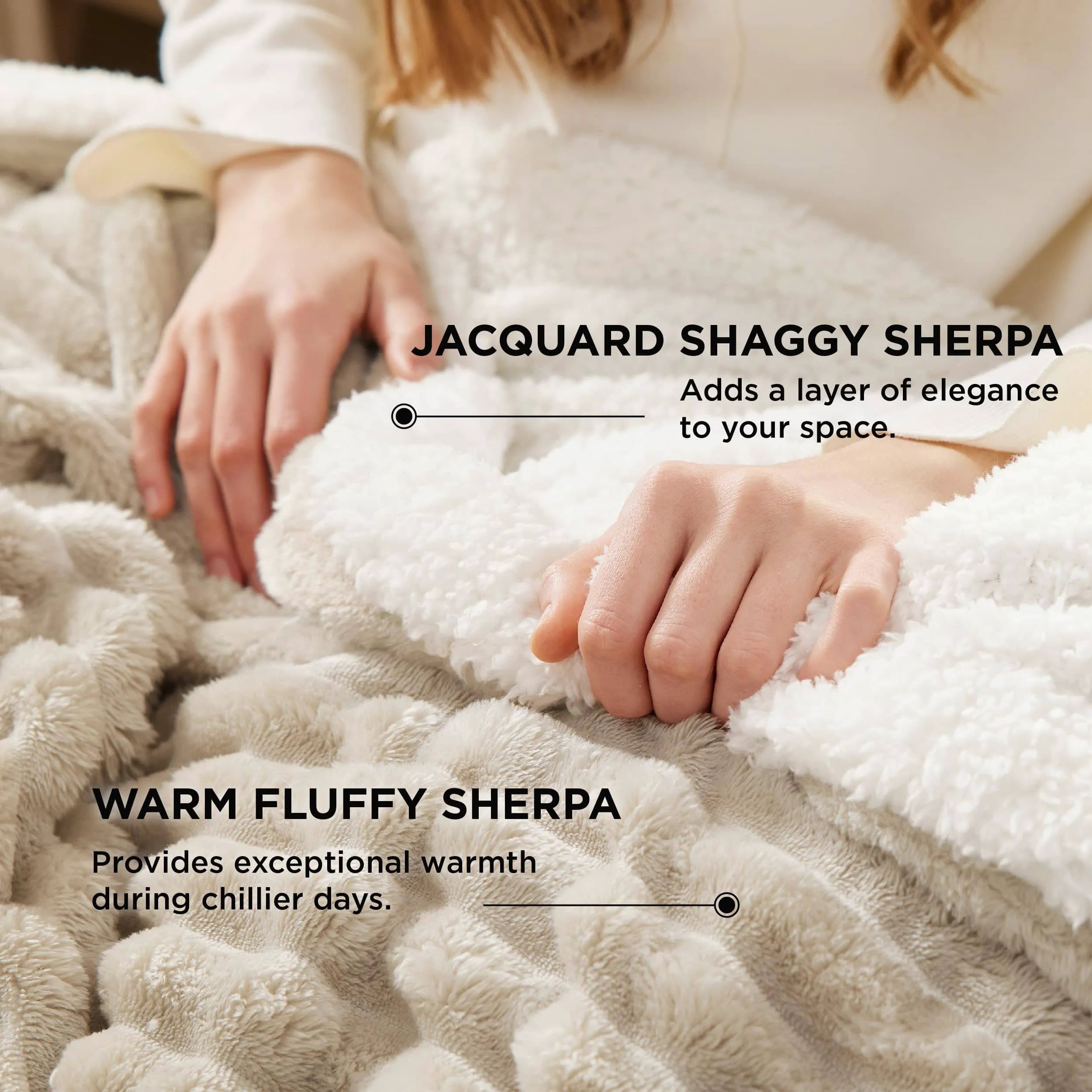Jacquard Striped Shaggy Sherpa Blanket