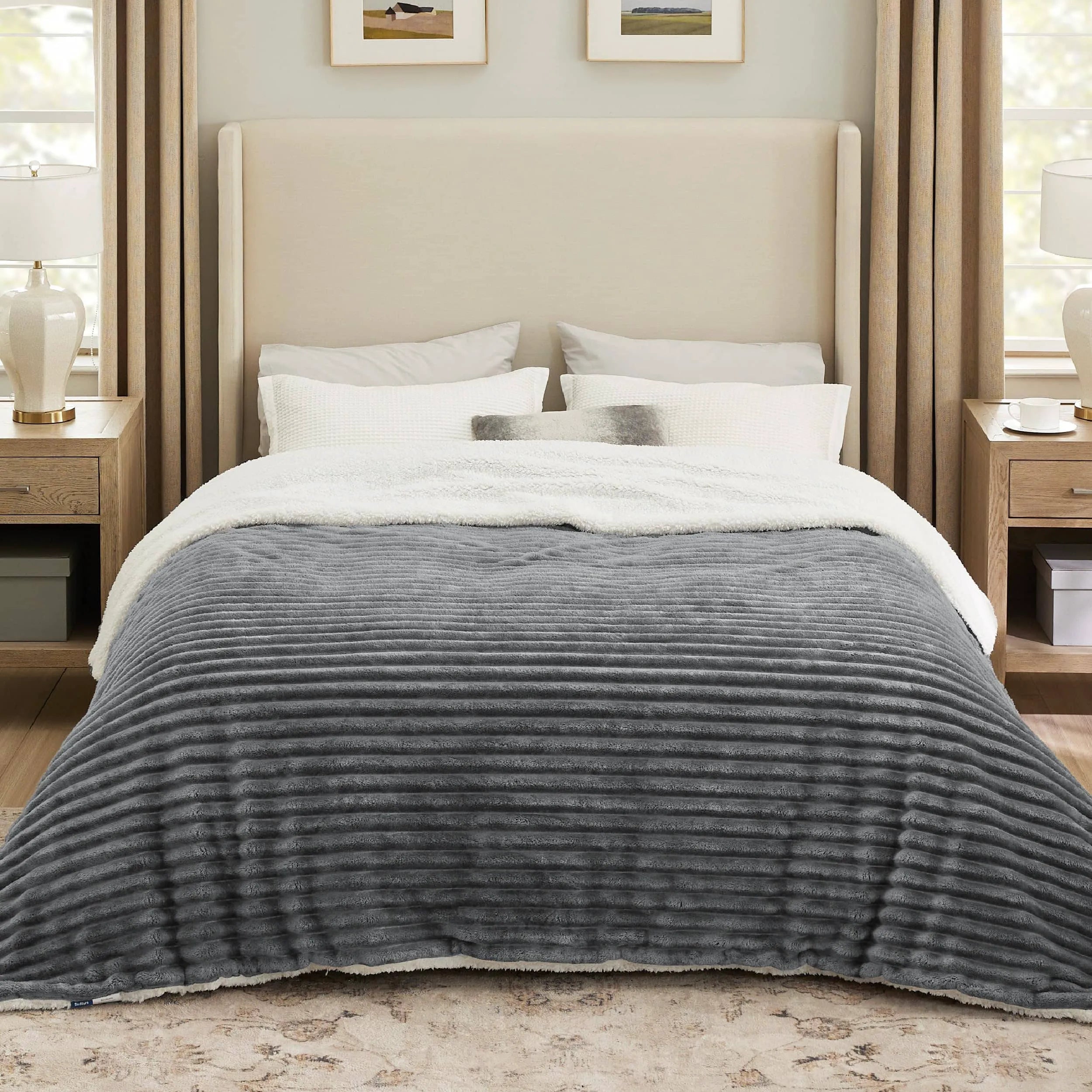 Jacquard Striped Shaggy Sherpa Blanket