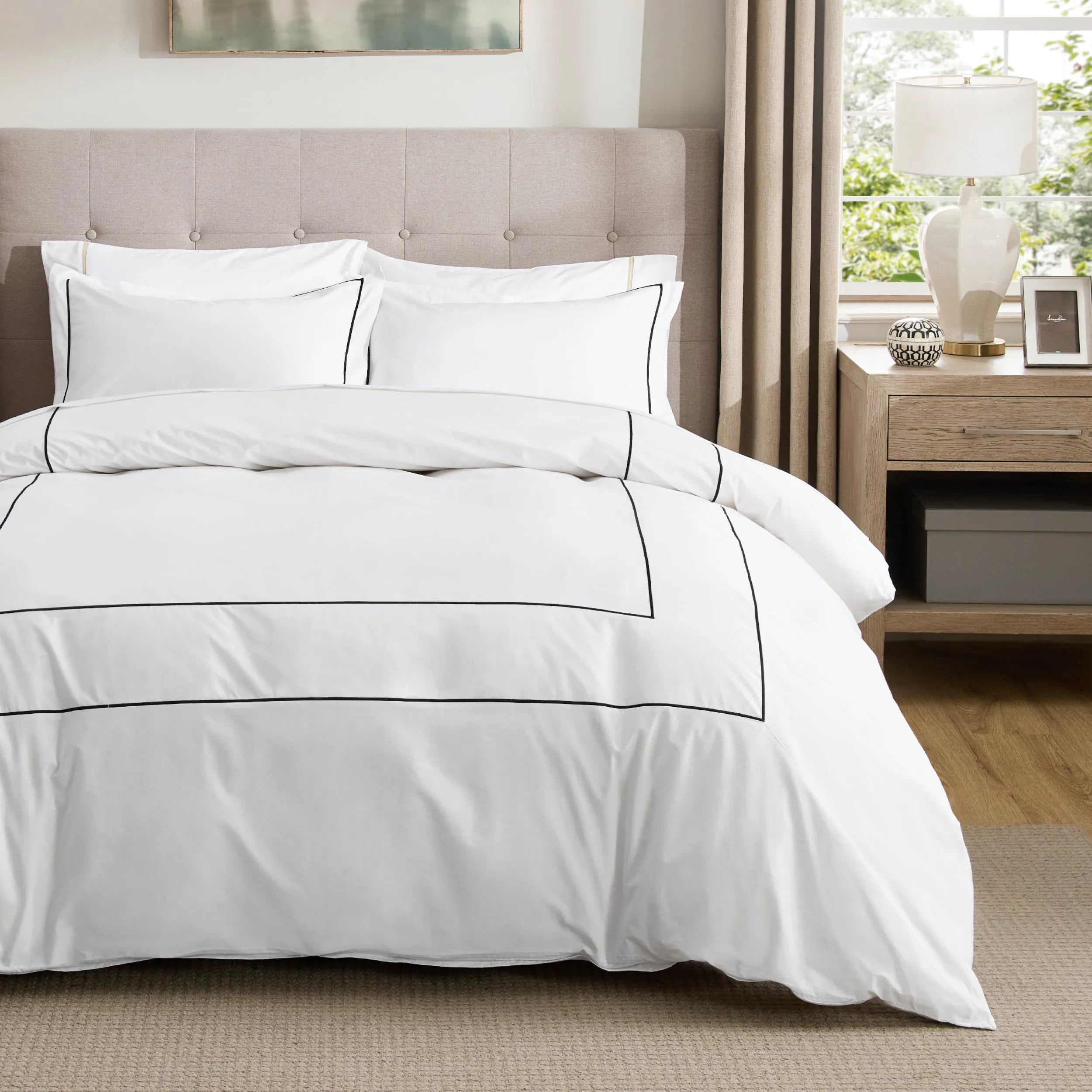 PureWoven™ Cotton Embroidered Hotel Duvet Cover Set