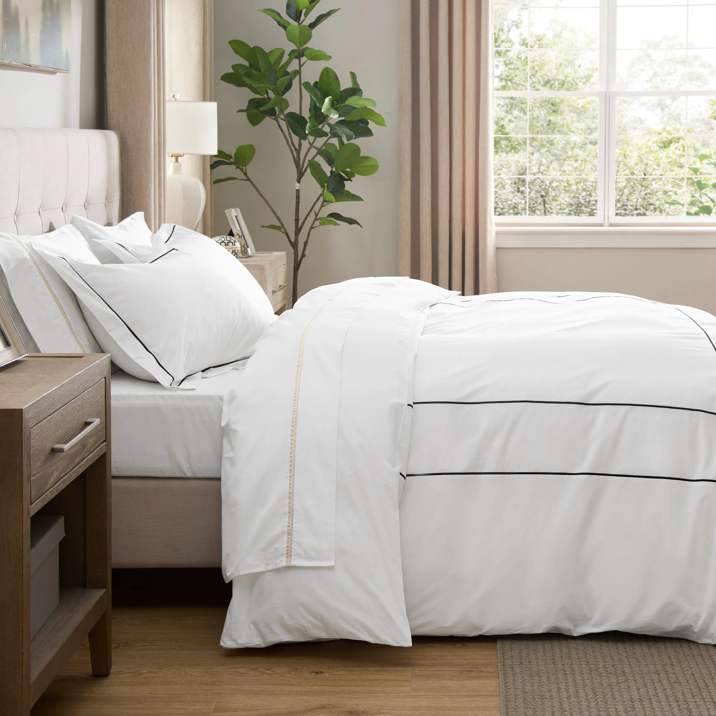PureWoven™ Cotton Embroidered Hotel Duvet Cover Set