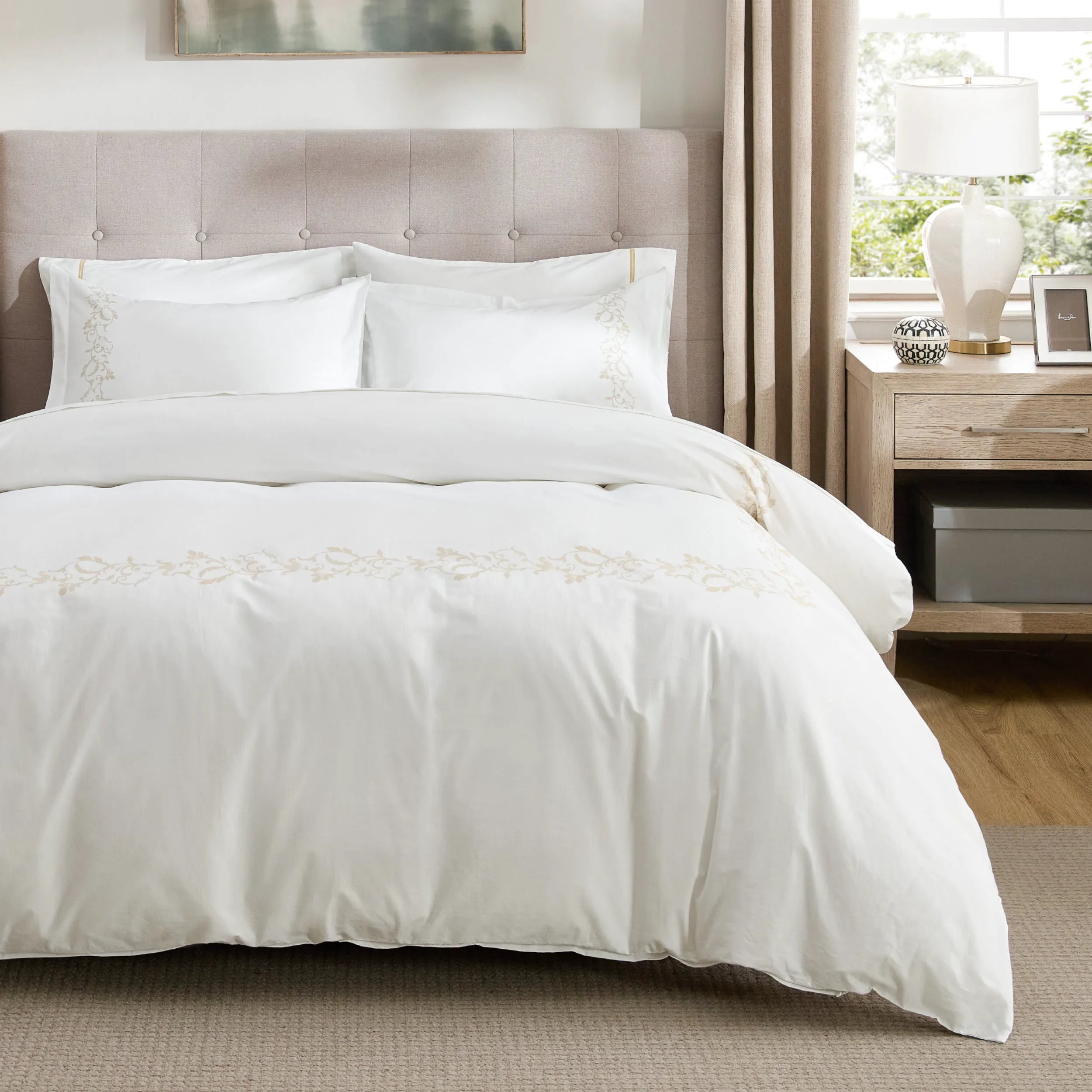 PureWoven™ Cotton Embroidered Hotel Duvet Cover Set