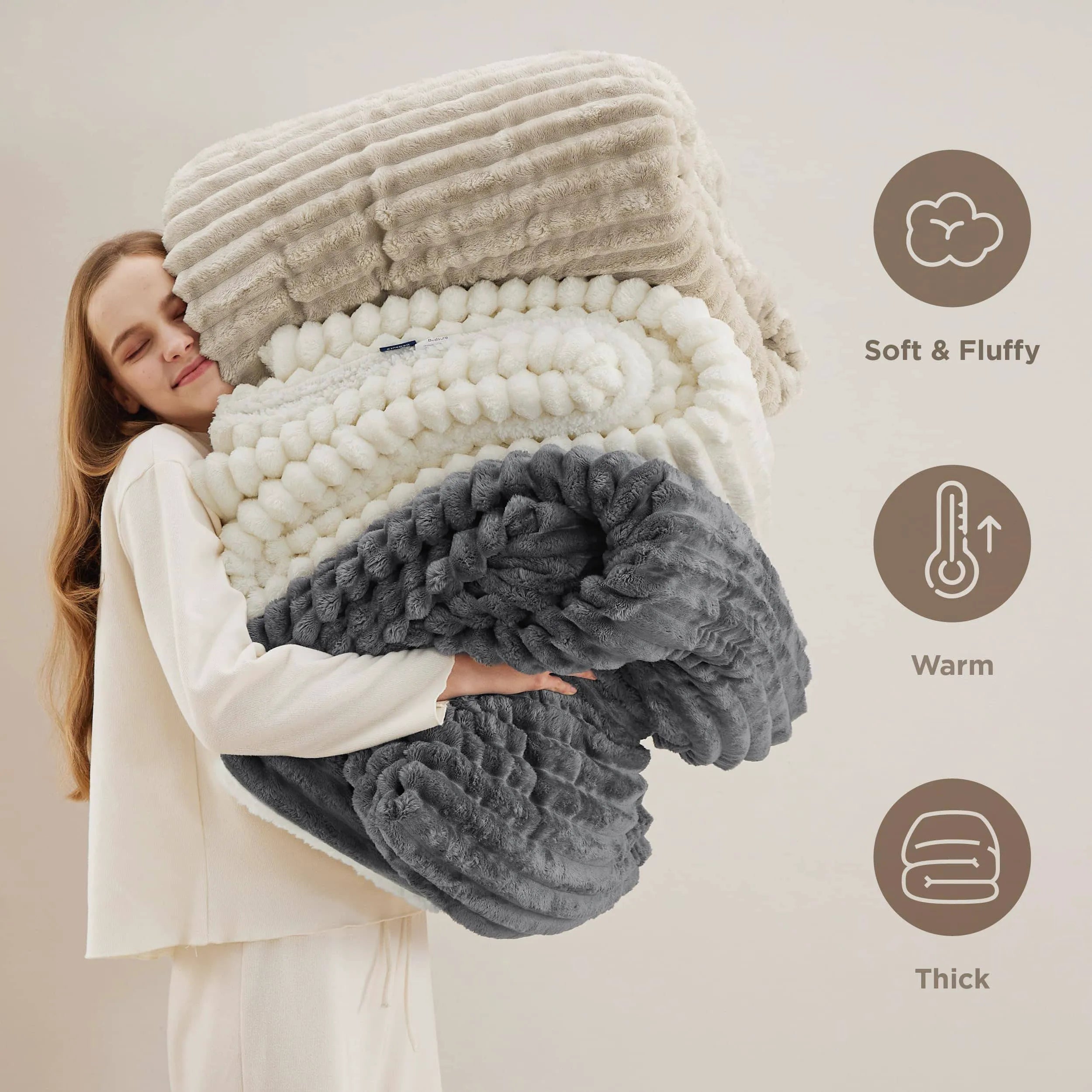 Jacquard Striped Shaggy Sherpa Blanket