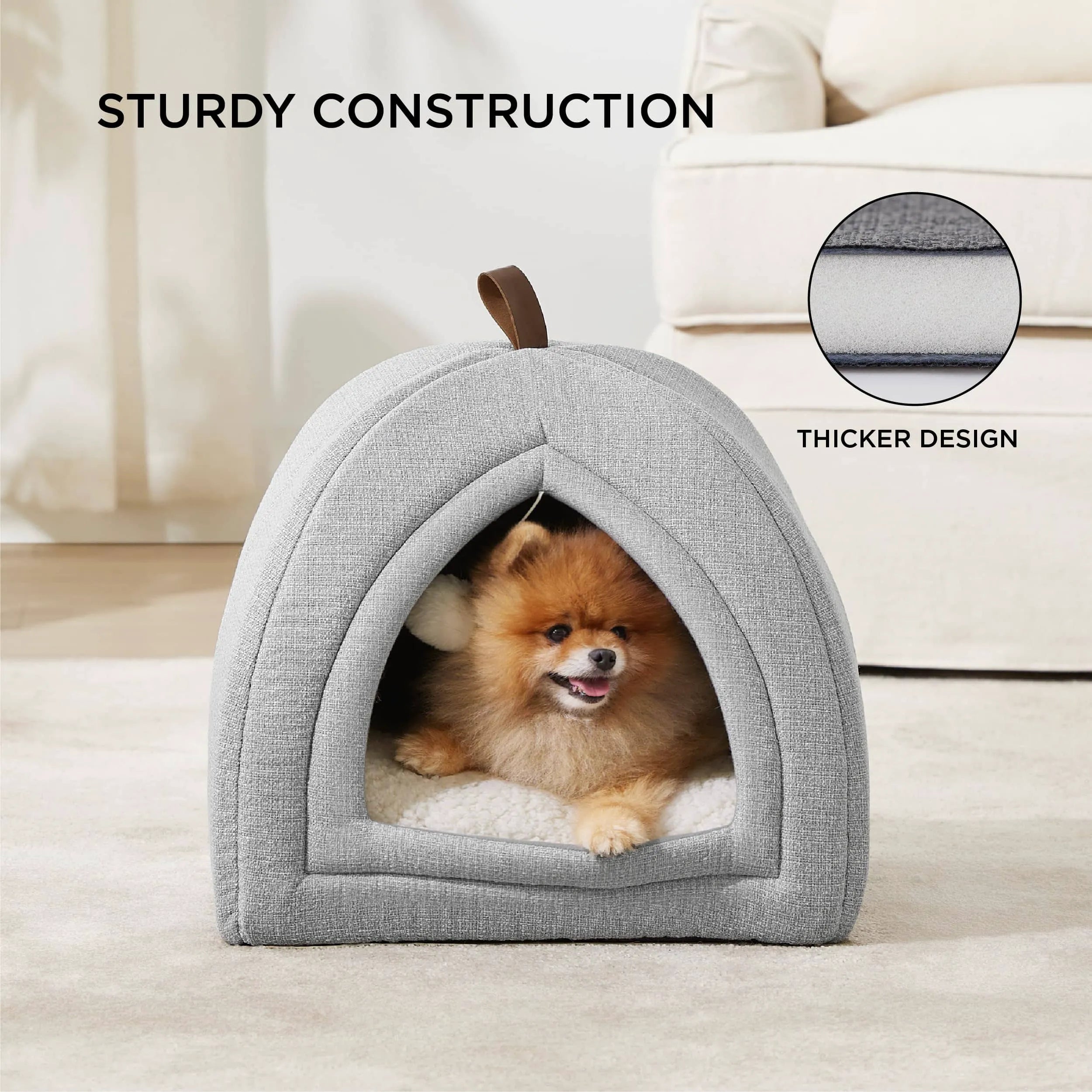 Faux-Linen Pet Tent for Cats and Dogs