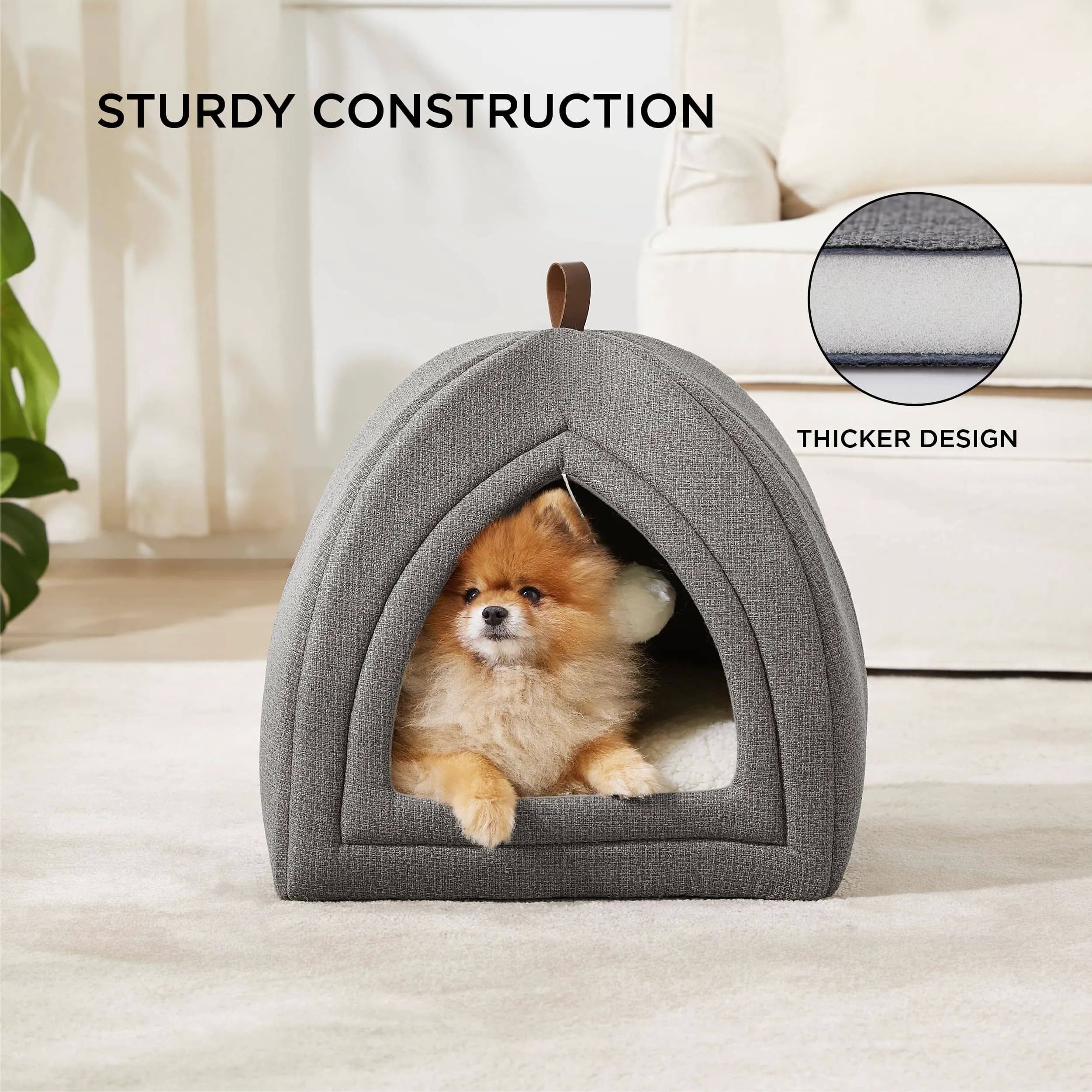 Faux-Linen Pet Tent for Cats and Dogs