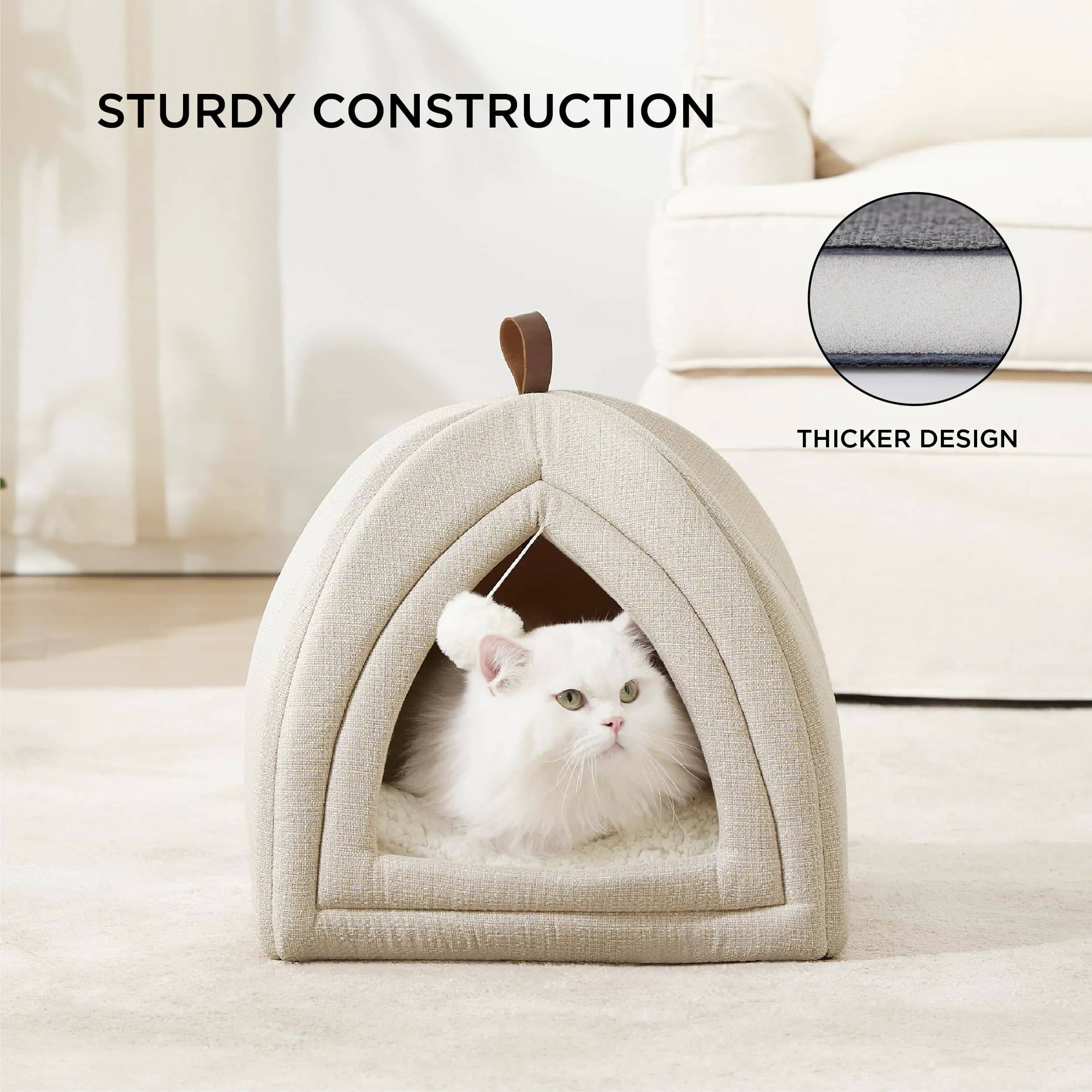 Faux-Linen Pet Tent for Cats and Dogs