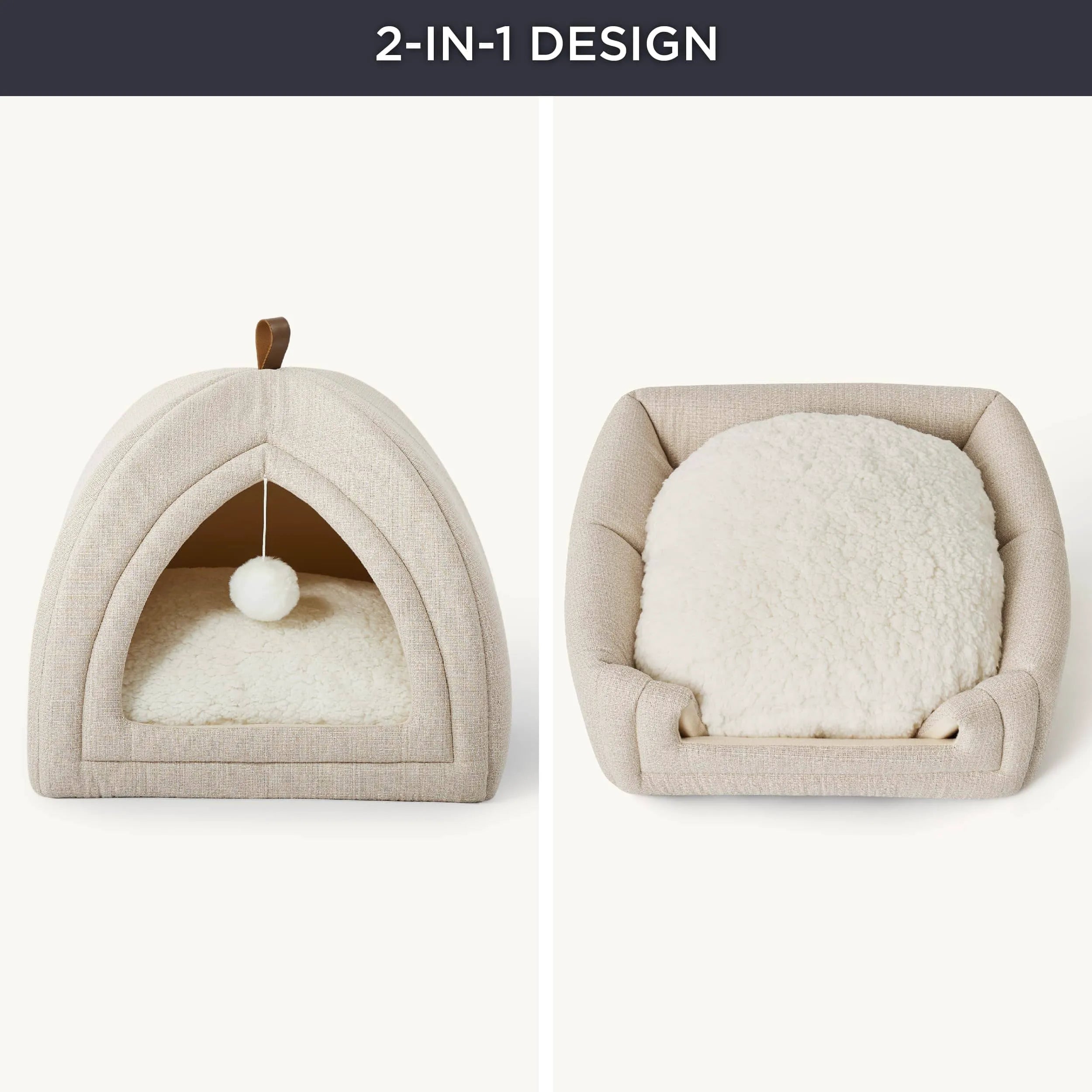 Faux-Linen Pet Tent for Cats and Dogs