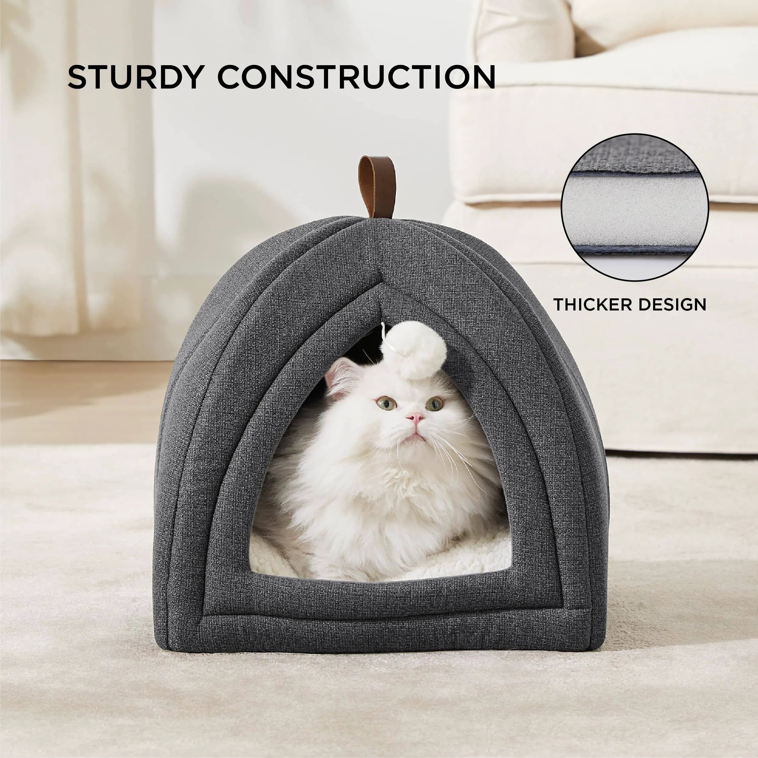 Faux-Linen Pet Tent for Cats and Dogs