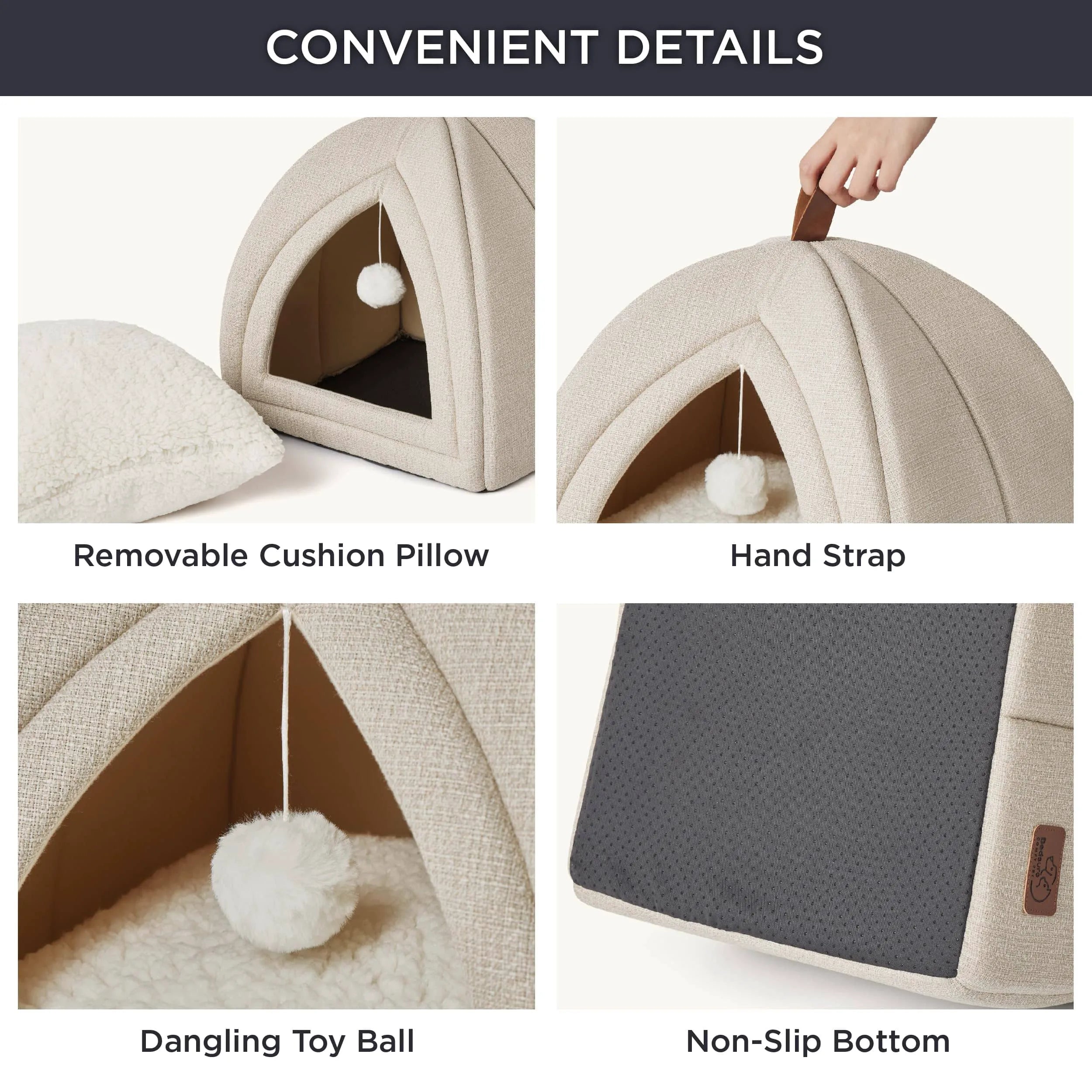 Faux-Linen Pet Tent for Cats and Dogs