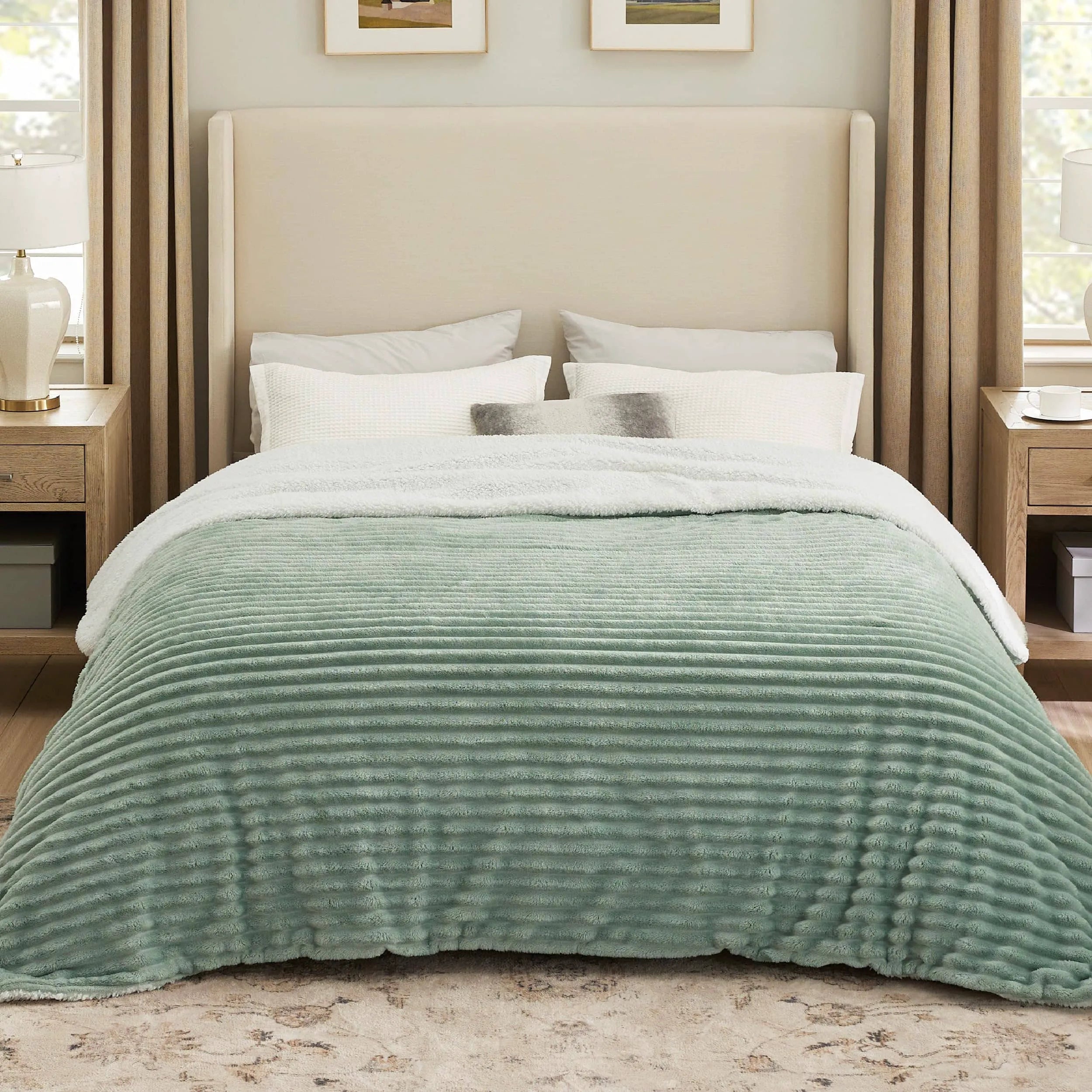Jacquard Striped Shaggy Sherpa Blanket