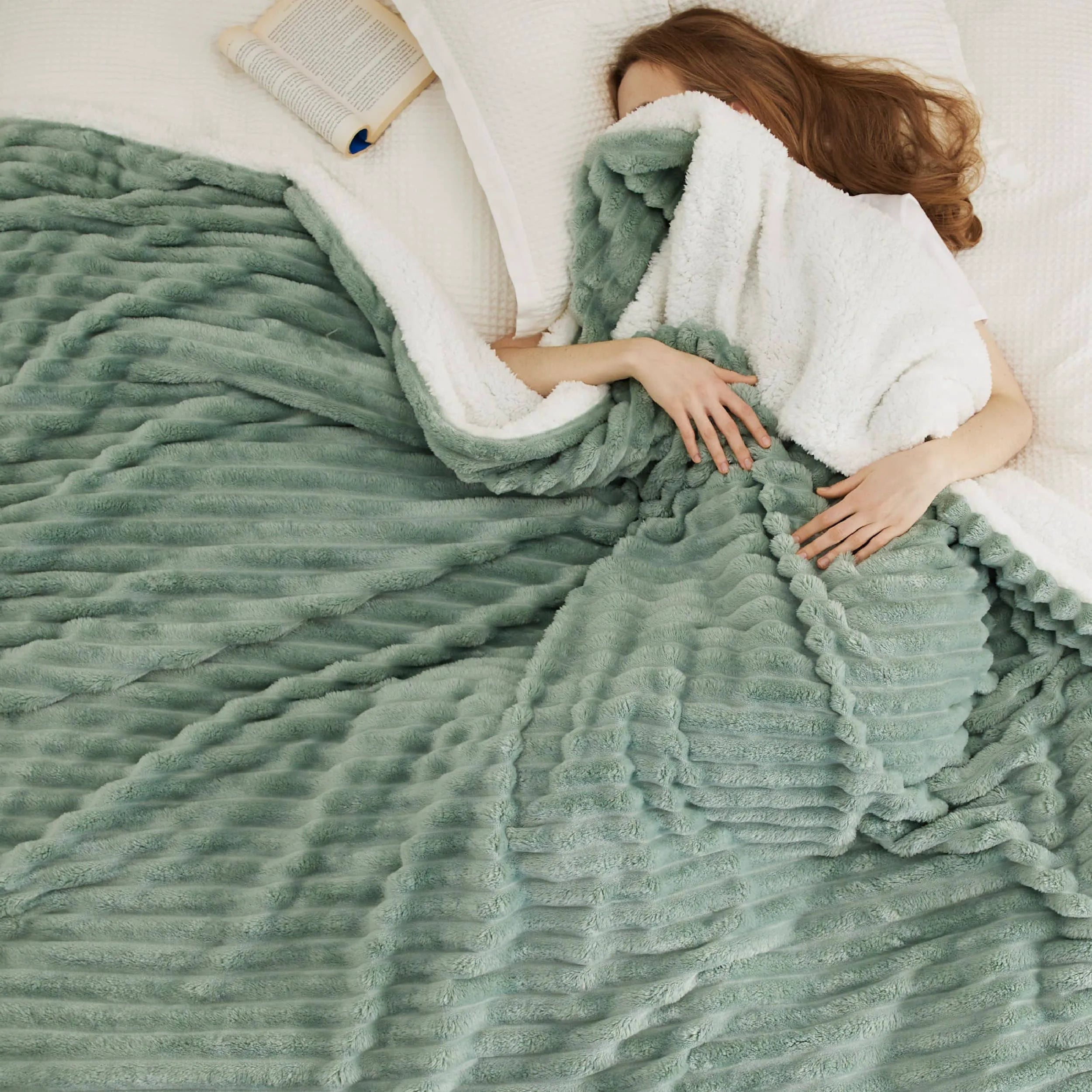 Jacquard Striped Shaggy Sherpa Blanket