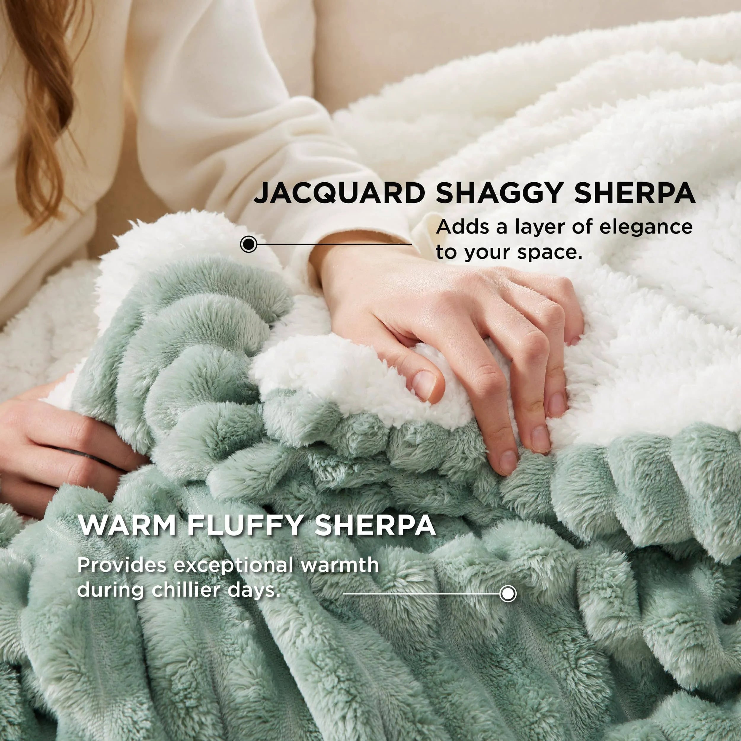 Jacquard Striped Shaggy Sherpa Blanket