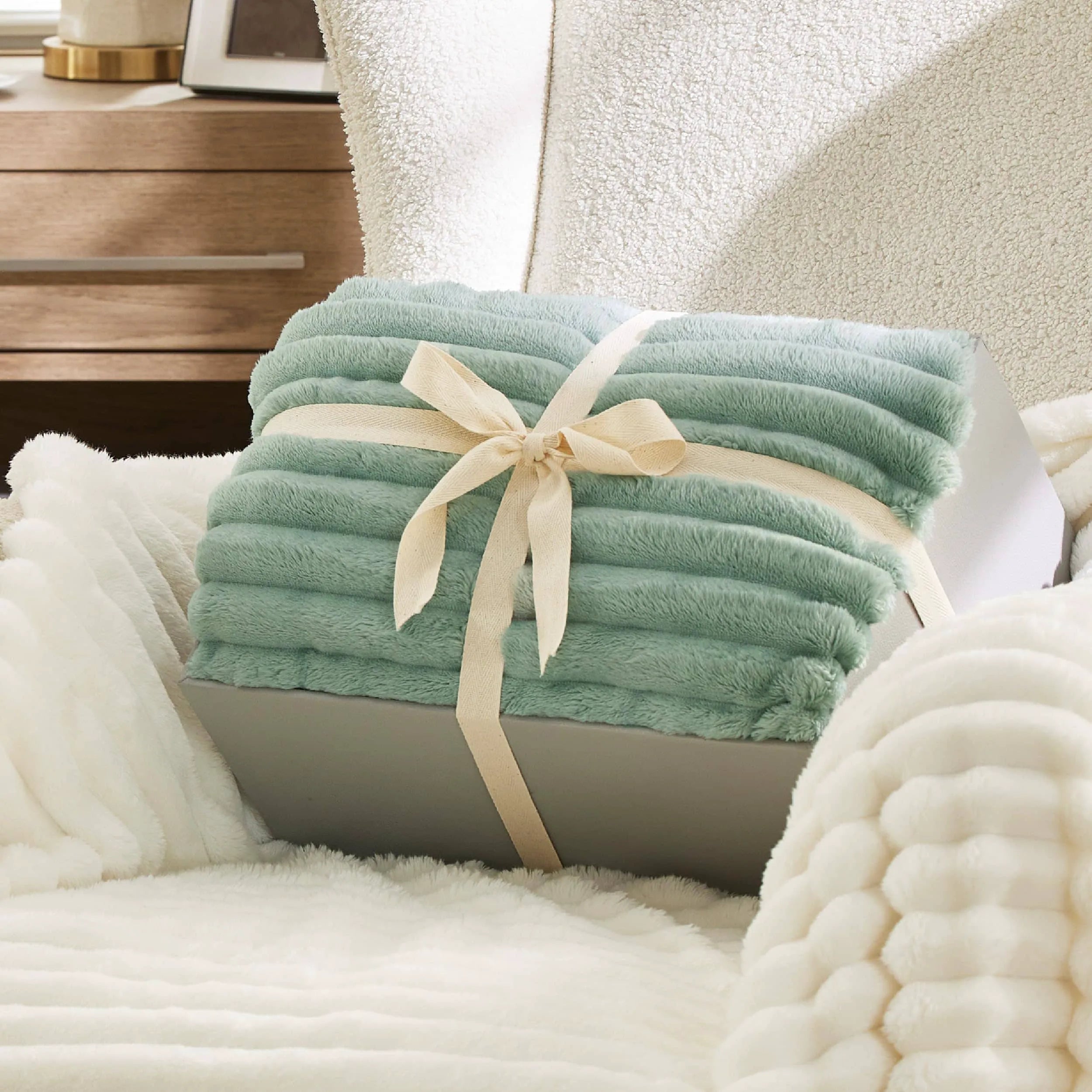 Jacquard Striped Shaggy Sherpa Blanket