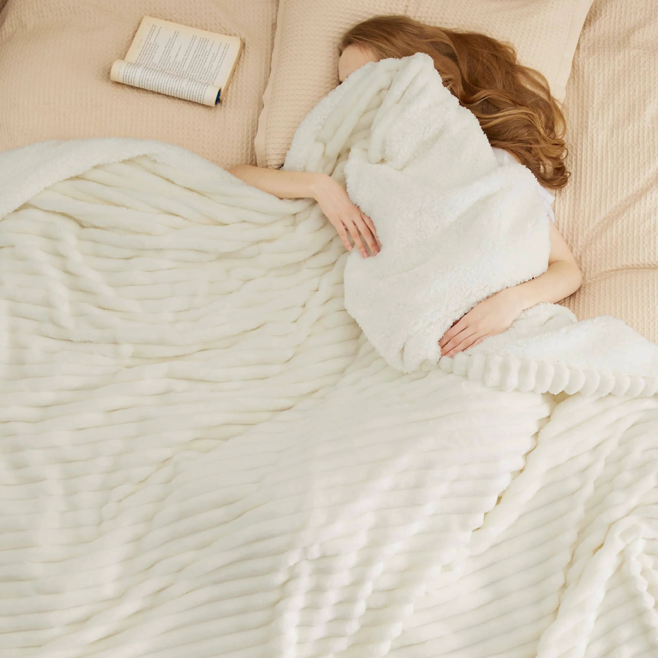 Jacquard Striped Shaggy Sherpa Blanket