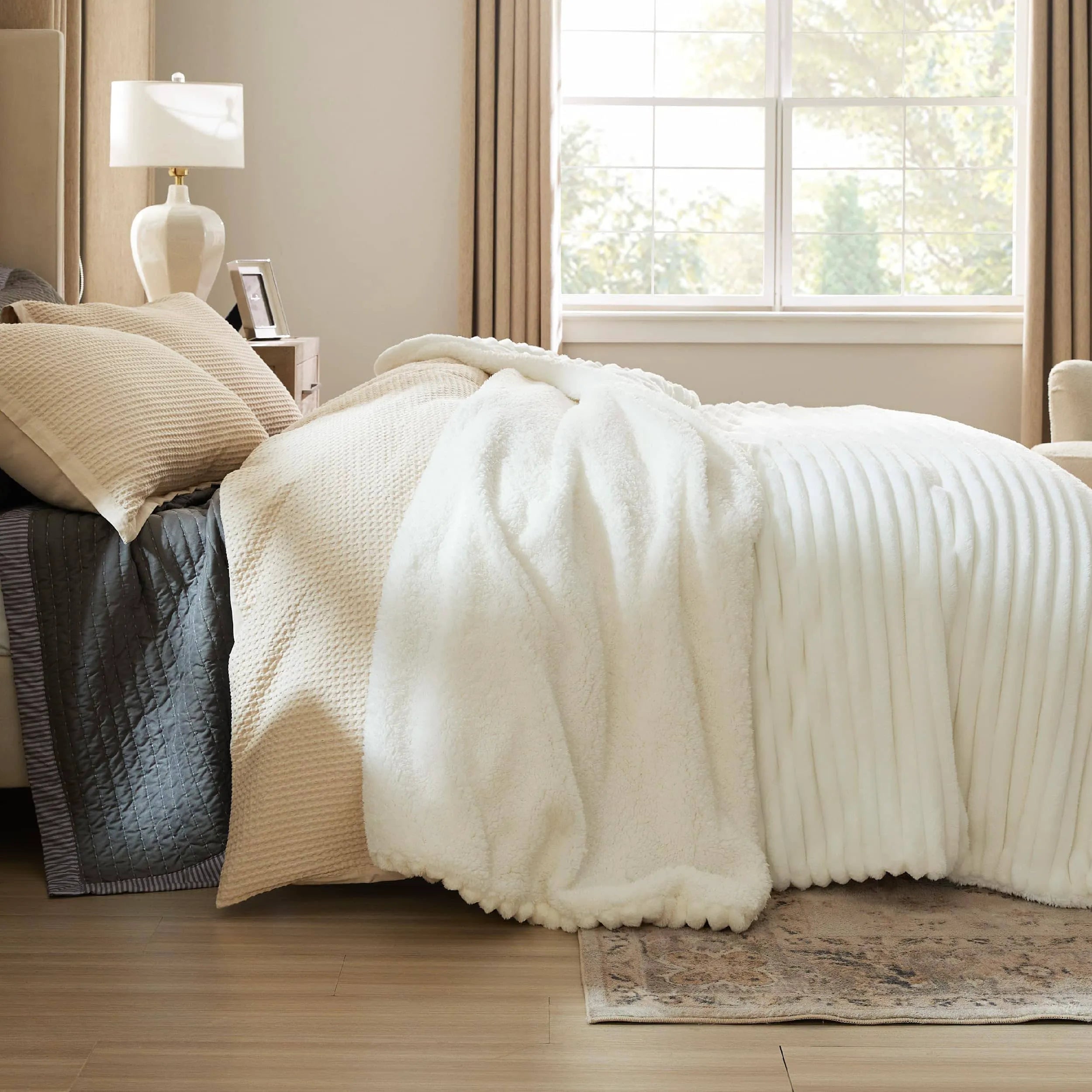 Jacquard Striped Shaggy Sherpa Blanket
