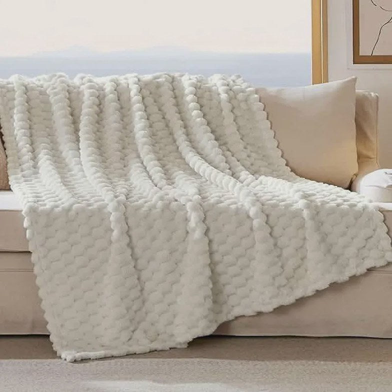 Textured Bubble Flannel Fleece Blanket