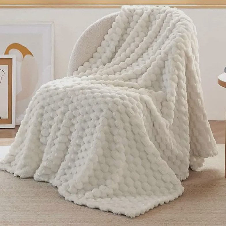 Textured Bubble Flannel Fleece Blanket