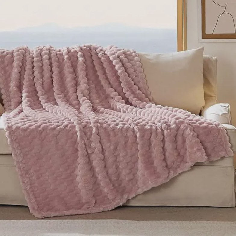 Textured Bubble Flannel Fleece Blanket