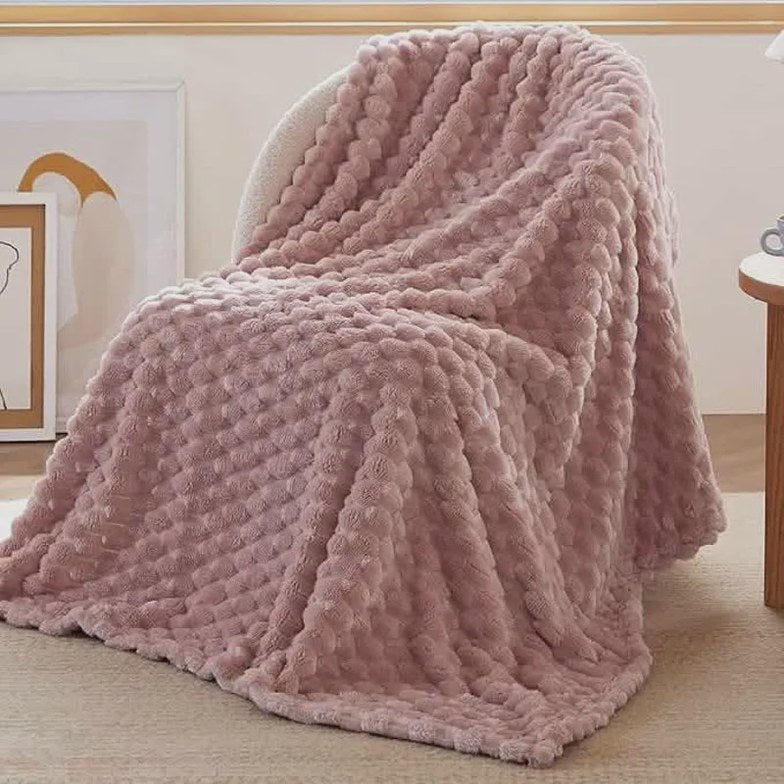 Textured Bubble Flannel Fleece Blanket